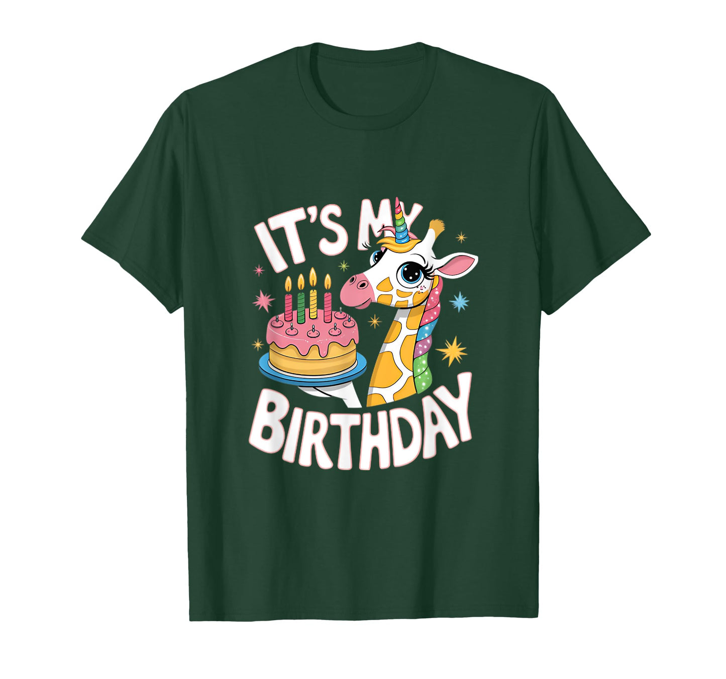It's My Birthday Cute Giraffe Unicorn Kids Girls Birthday T-Shirt