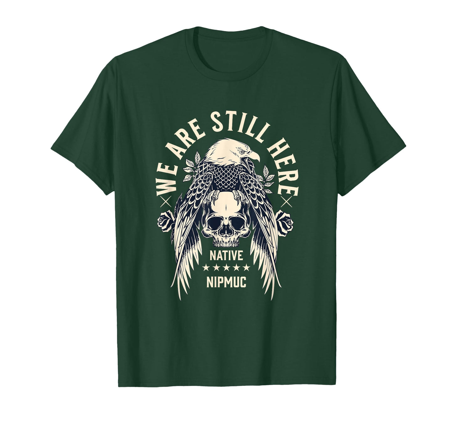 Nipmuc Tribe We Are Here Native Indian Skull Eagle T-Shirt