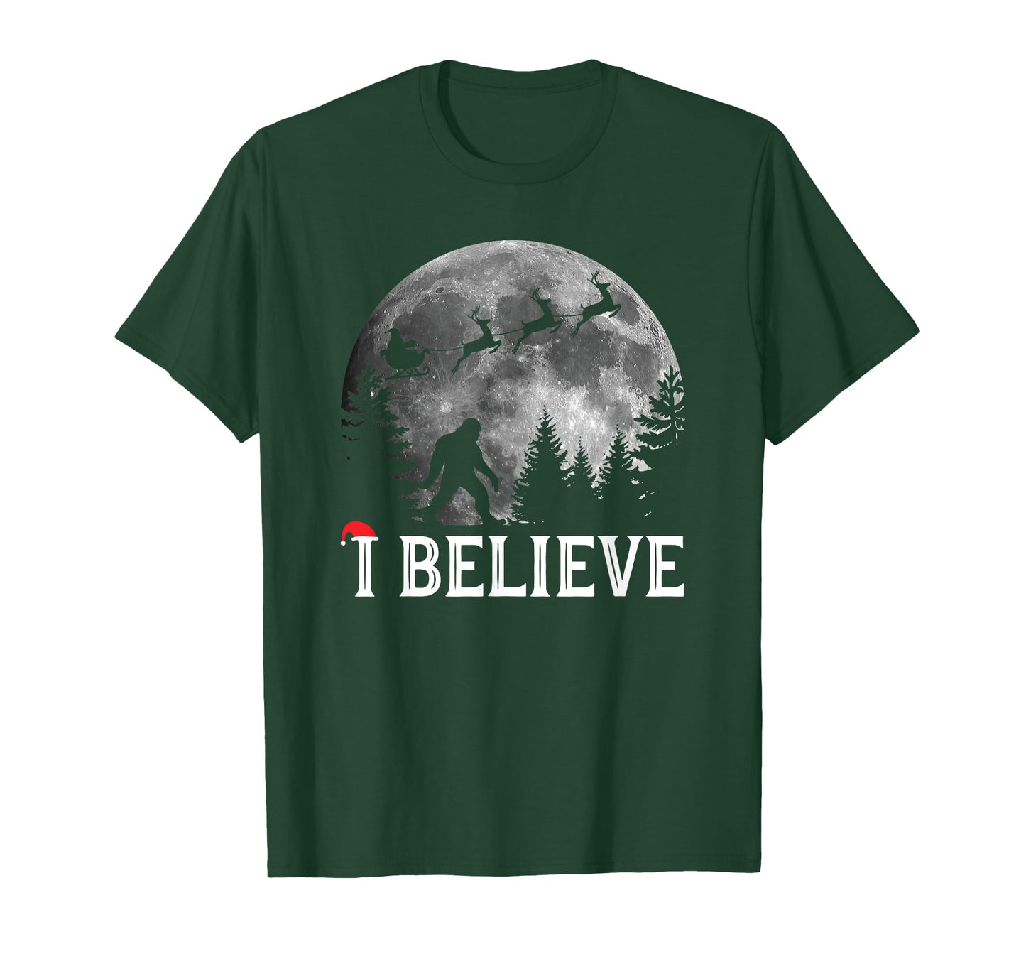 Funny Bigfoot I Believe Sasquatch Christmas T-Shirt
