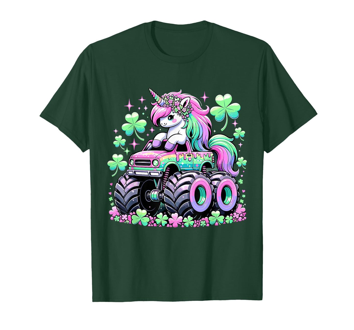 St Patricks Day Girl Monster Truck Unicorn St Patricks Day T-Shirt