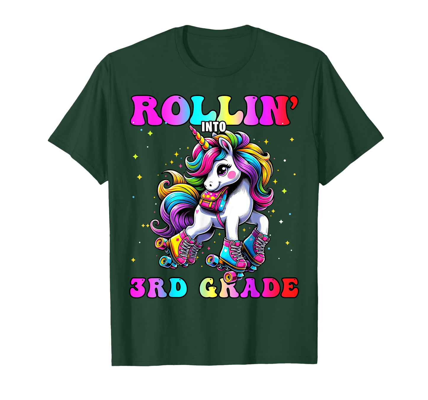3rd Grade Back To School First Day Girl Rollin Unicorn T-Shirt