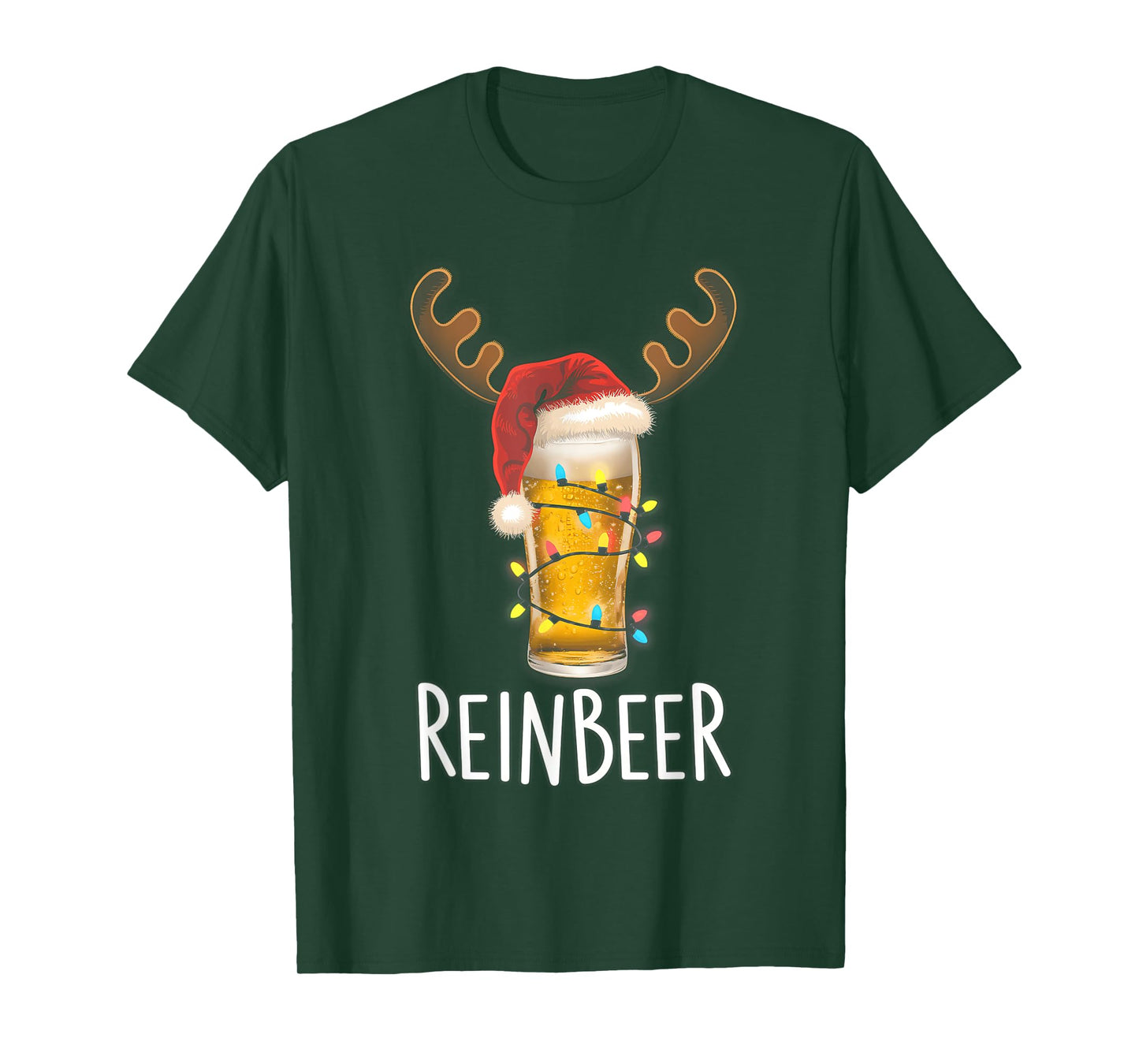 Winedeer Reinbeer Santa Hat Reindeer Couple Xmas Matching T-Shirt