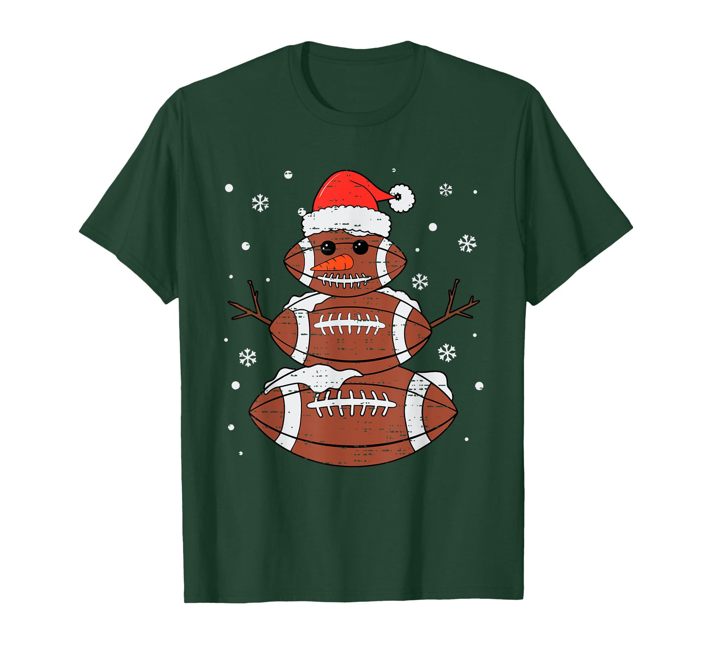Christmas Football Snowman Hat Santa Xmas Sport Men Boy Kids T-Shirt