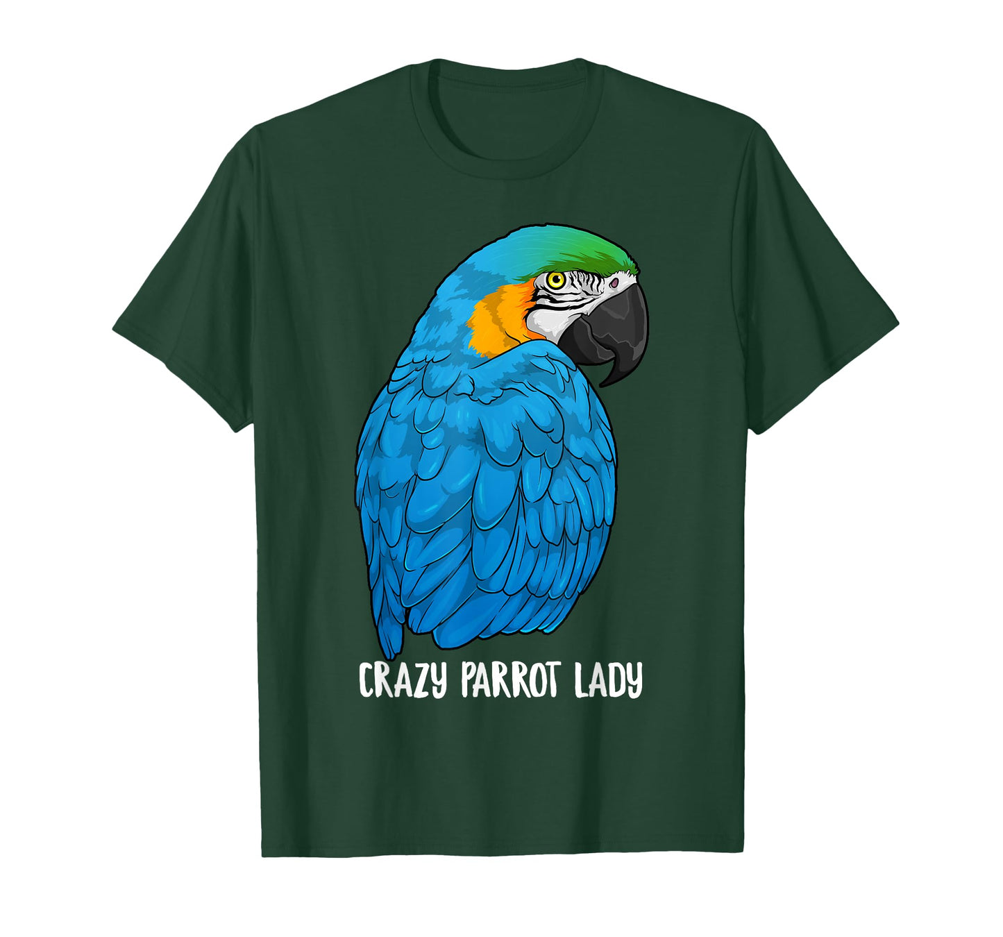 Crazy Parrot Lady Blue and Yellow Macaw Parrot Ara Ararauna T-Shirt