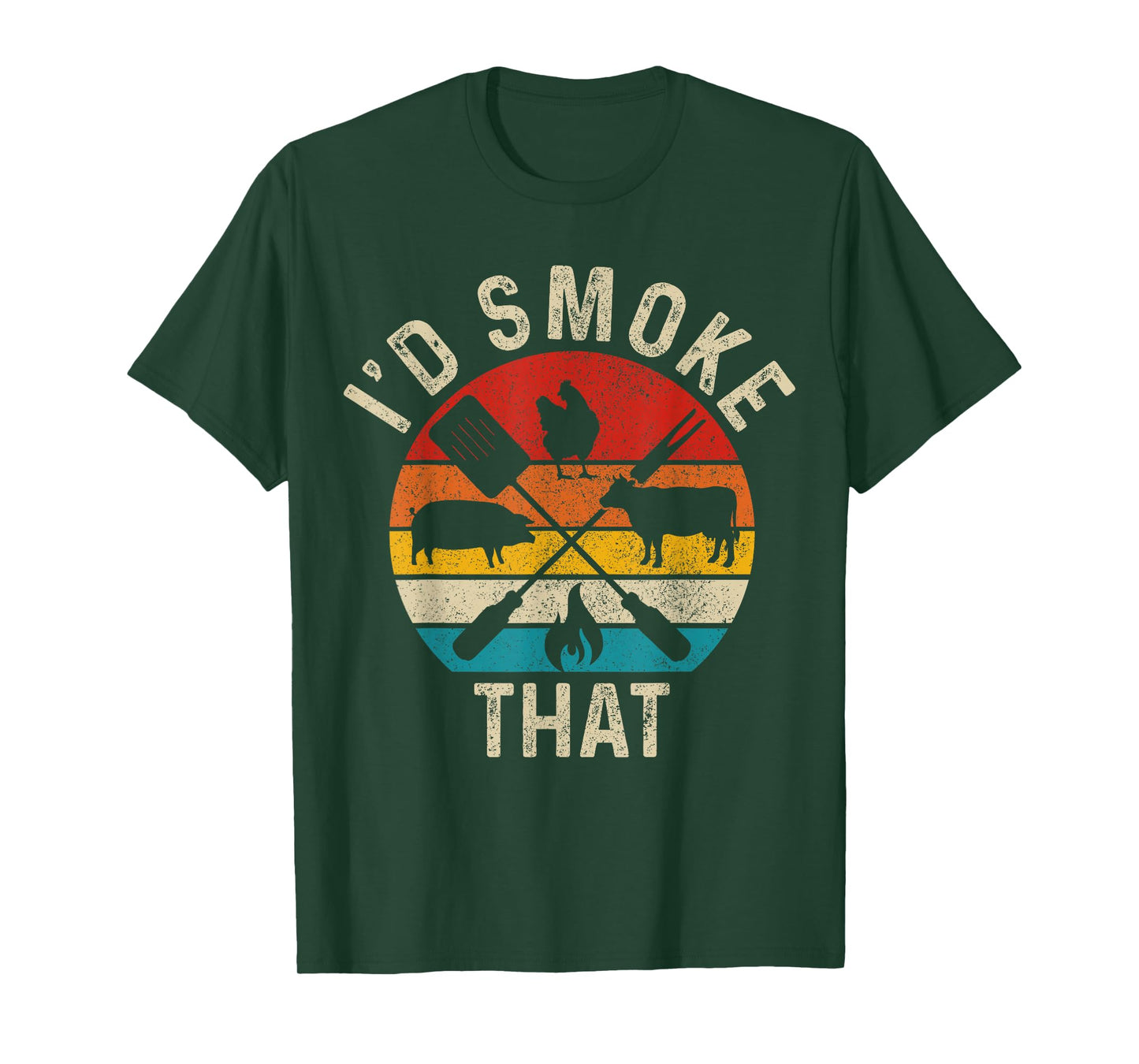 Chef Butcher BBQ I'd Smoke That Funny Father's Day Vintage T-Shirt