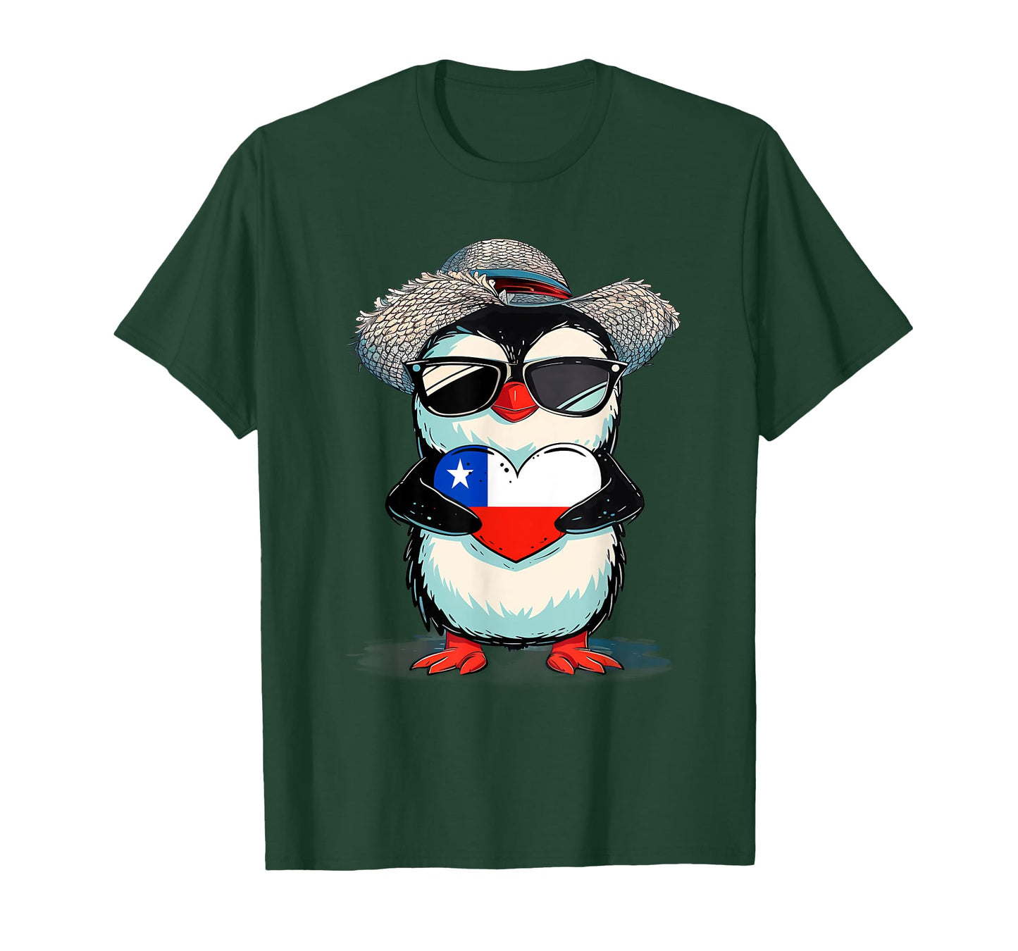 Chilean Flag Heart Penguin Chilean Pride Chilean Roots Chile T-Shirt