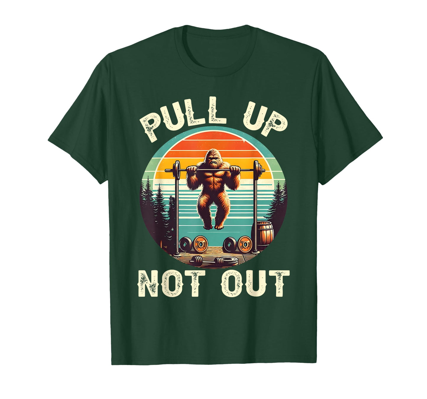 Funny Bigfoot Pull Up Not Out Vintage Retro Fitness Men Gym T-Shirt
