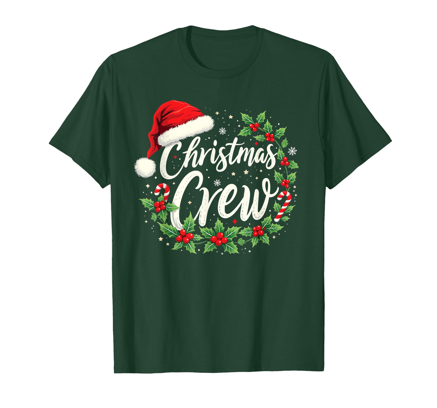Christmas Crew Family Matching Unisex Adults Kids Black Solid Crew Neck Short Sleeve T-Shirt Holiday Party Shirt