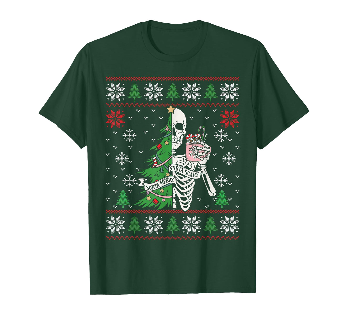 Christmas Vibes Xmas Skeleton Sorta Merry Sorta Scary Gothic T-Shirt