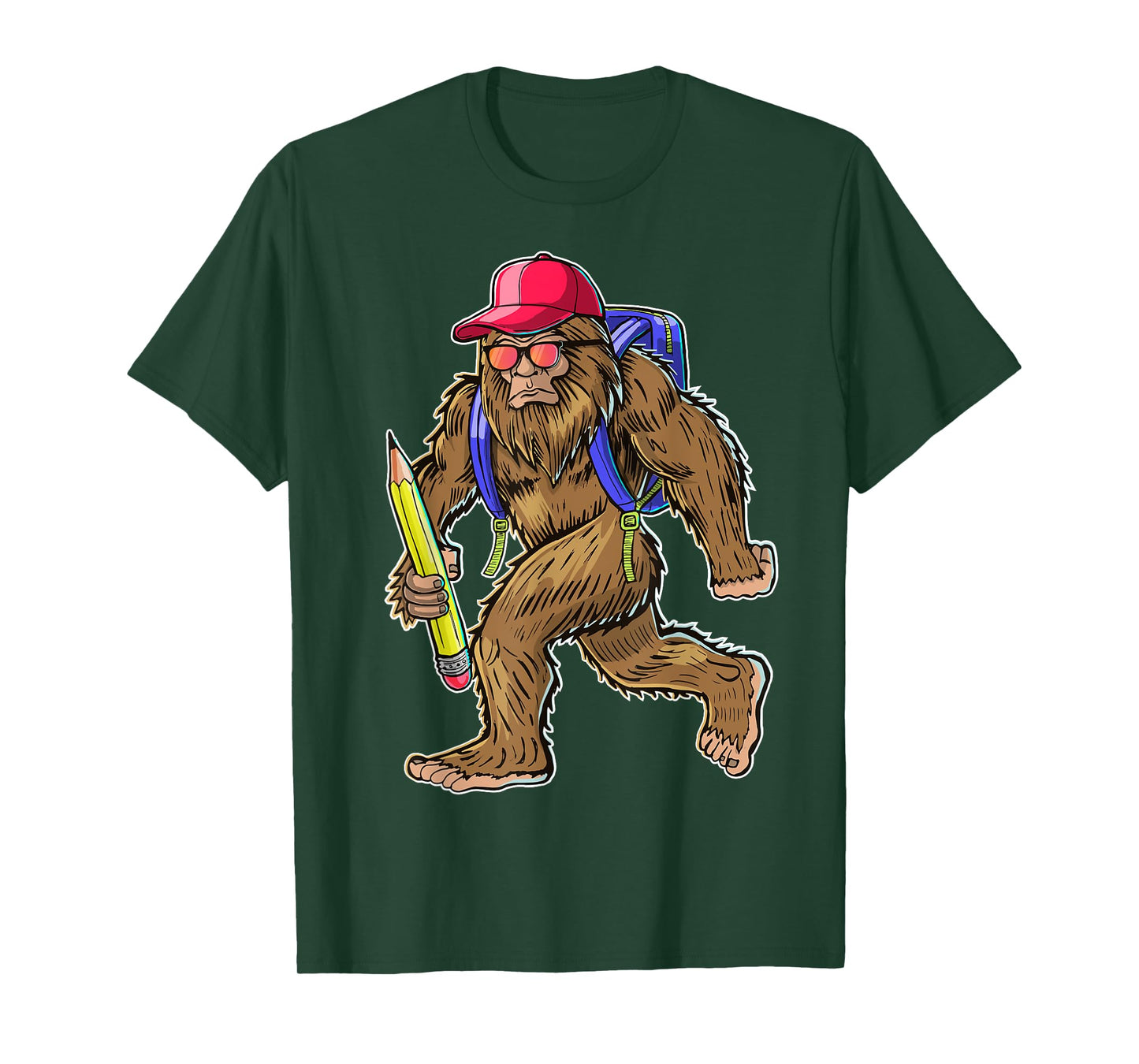 Funny Bigfoot Back to School Kid Bigfoot Backpack Boys T-Shirt