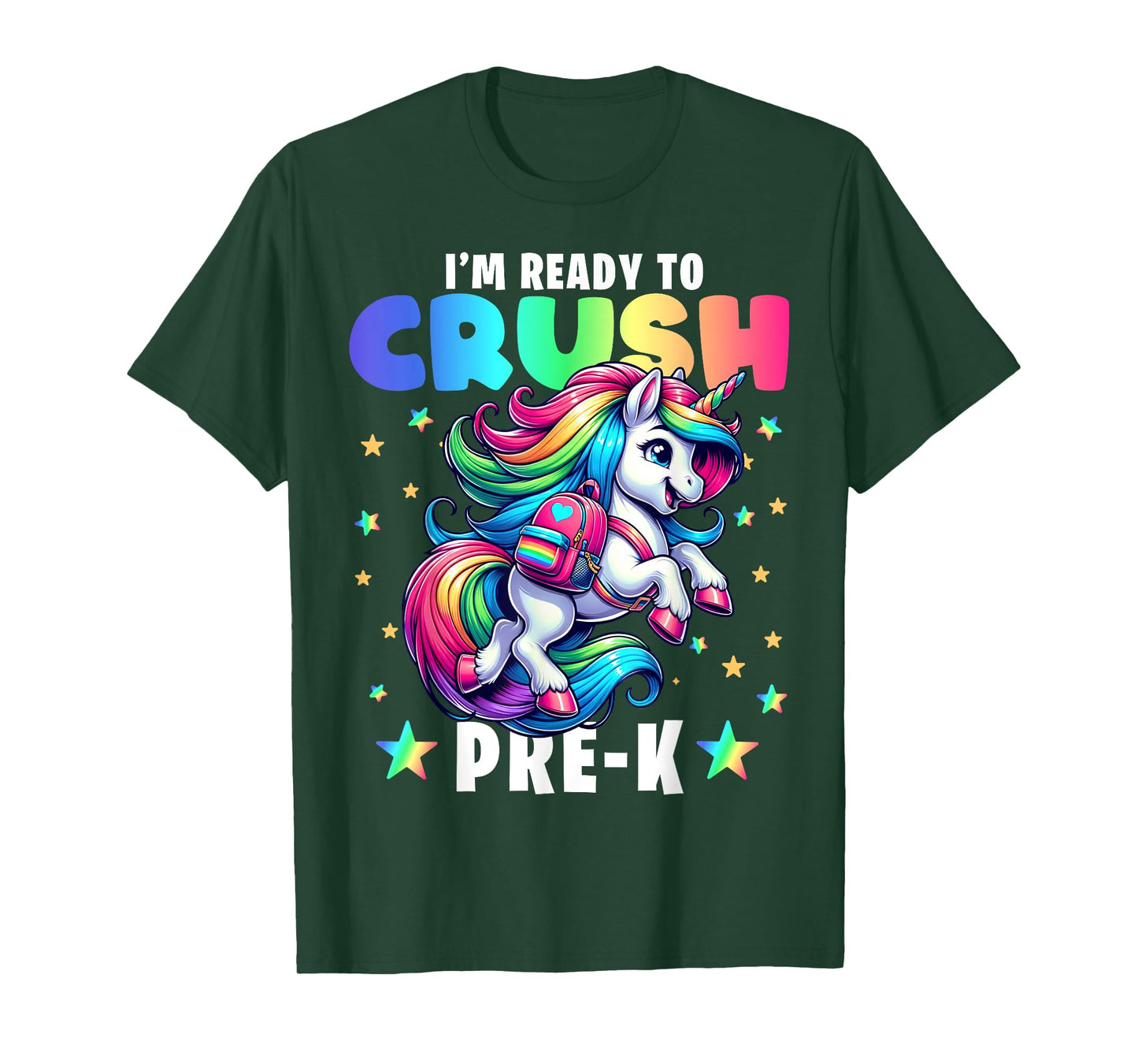 Crush Pre-K Girls Back to School Unicorn First Day Preschool T-Shirt