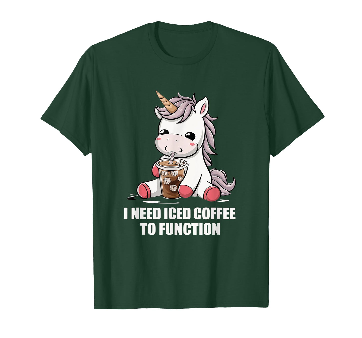 I Need Iced Coffee to Function Cute Unicorn Coffee Lover T-Shirt