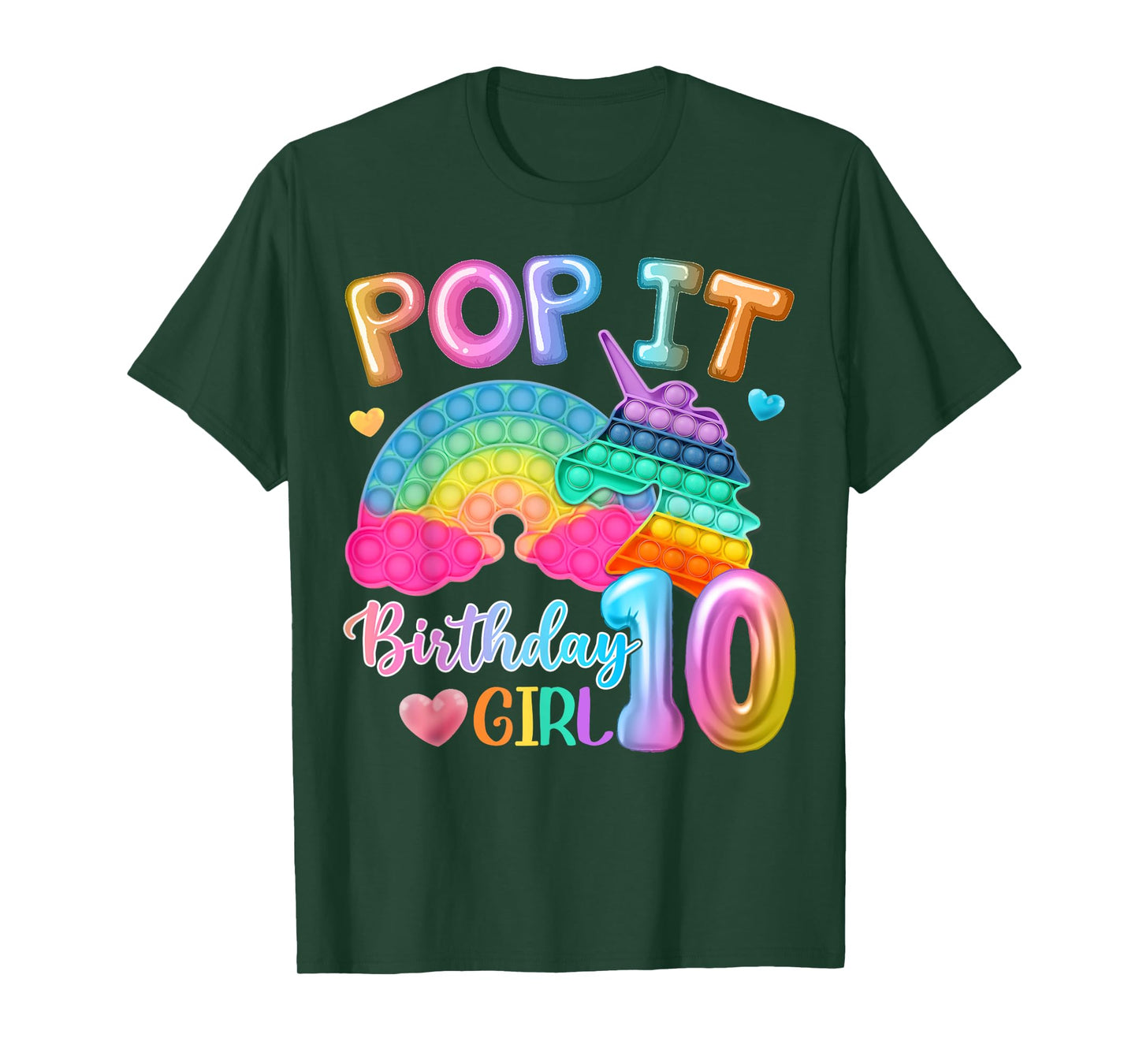 Kids Pop It Birthday Girl 10 for 10yr Old Girl Unicorn Party T-Shirt