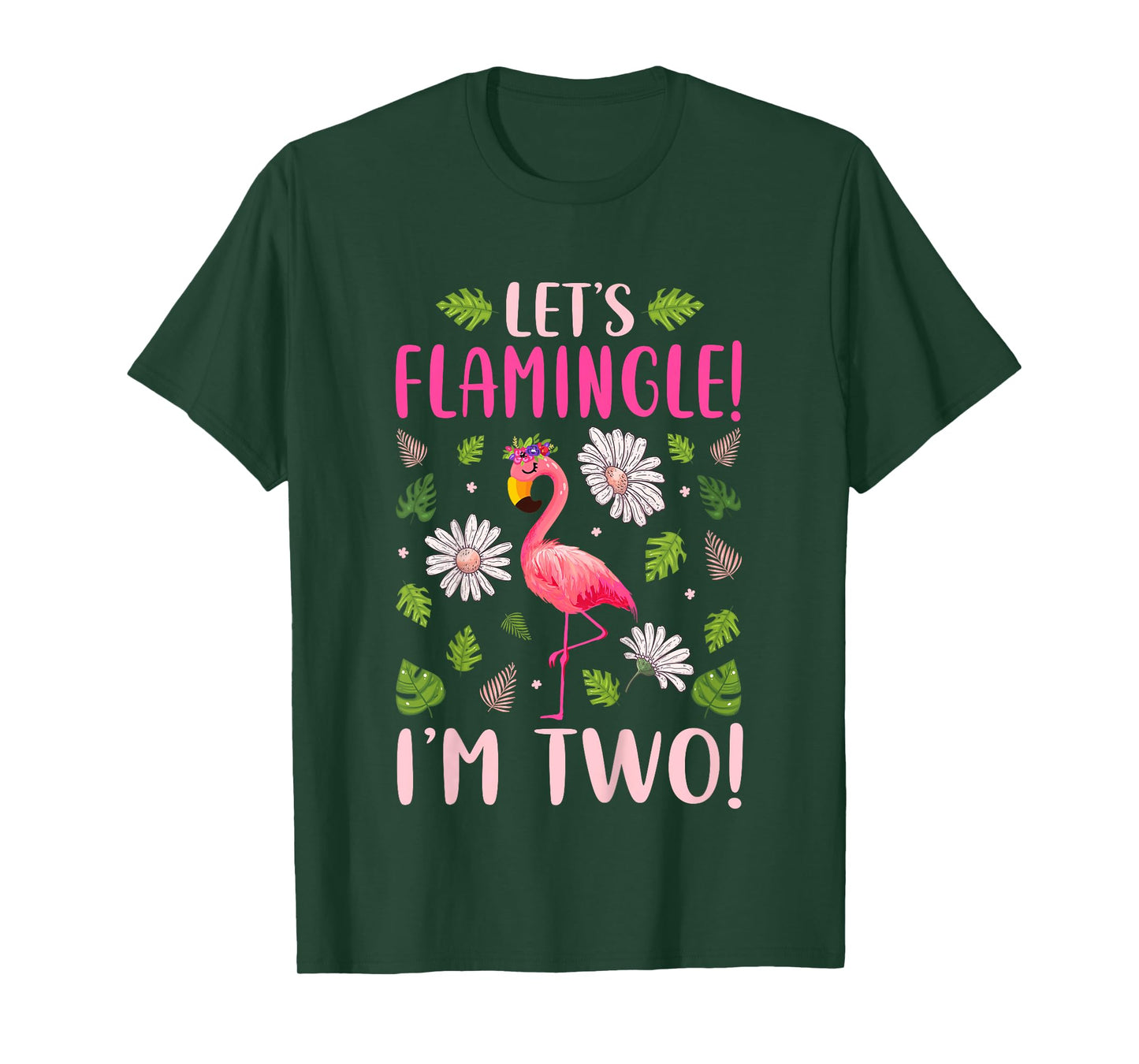 Kids Let's Flamingle I'm Two 2 Years Old 2nd Birthday Flamingo T-Shirt