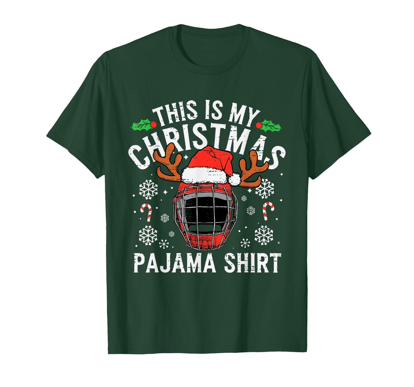 This Is My Hockey Christmas Pajama Shirt Sport Men Boys Kids T-Shirt