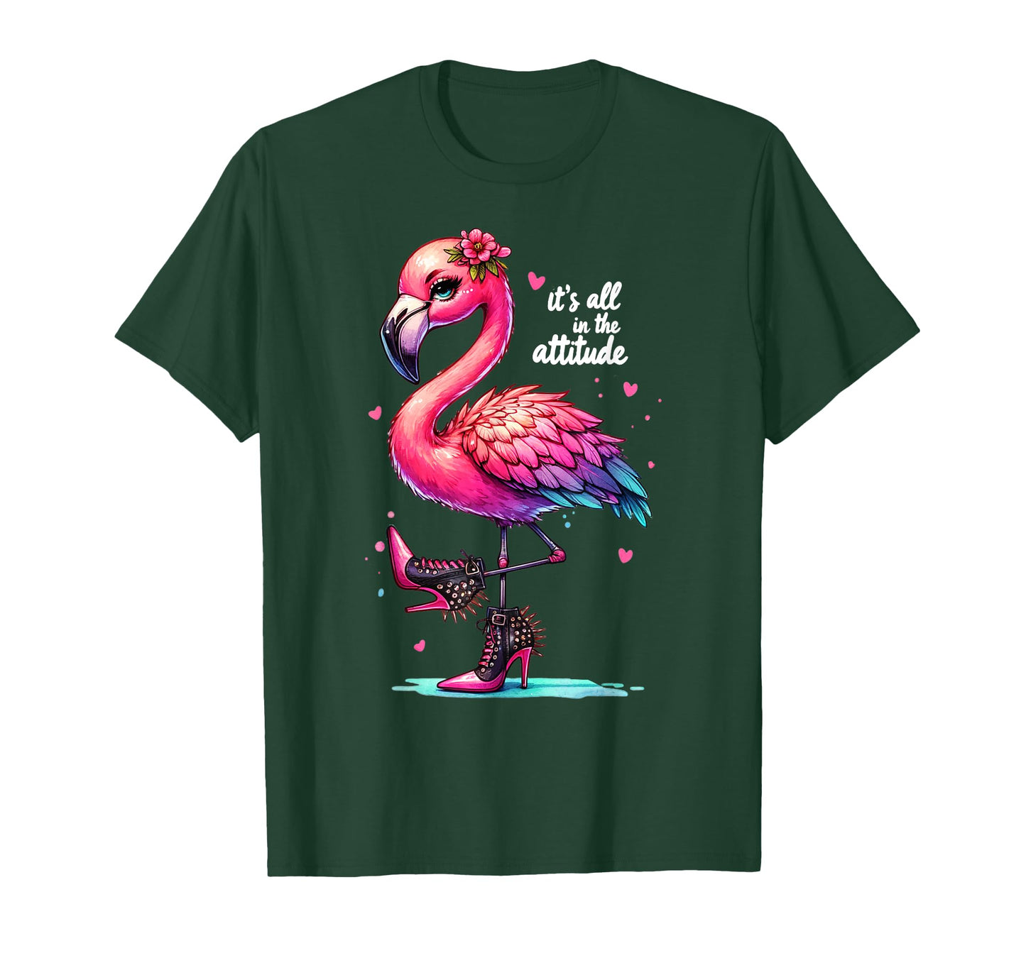 Cute Flamingo Spike Heels It's All in the Attitude Girls T-Shirt