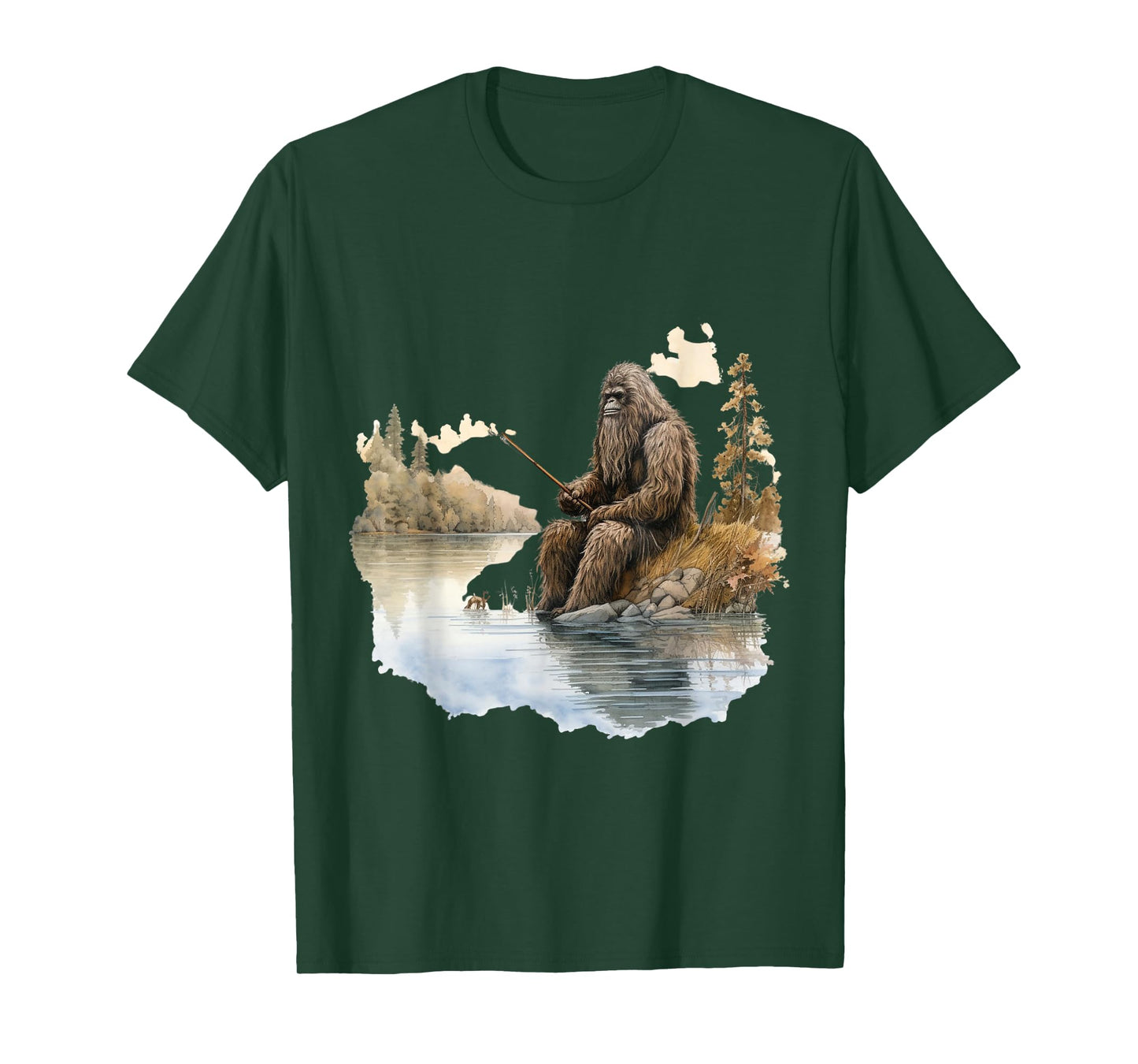 Fishing Bigfoot Sasquatch T-Shirt
