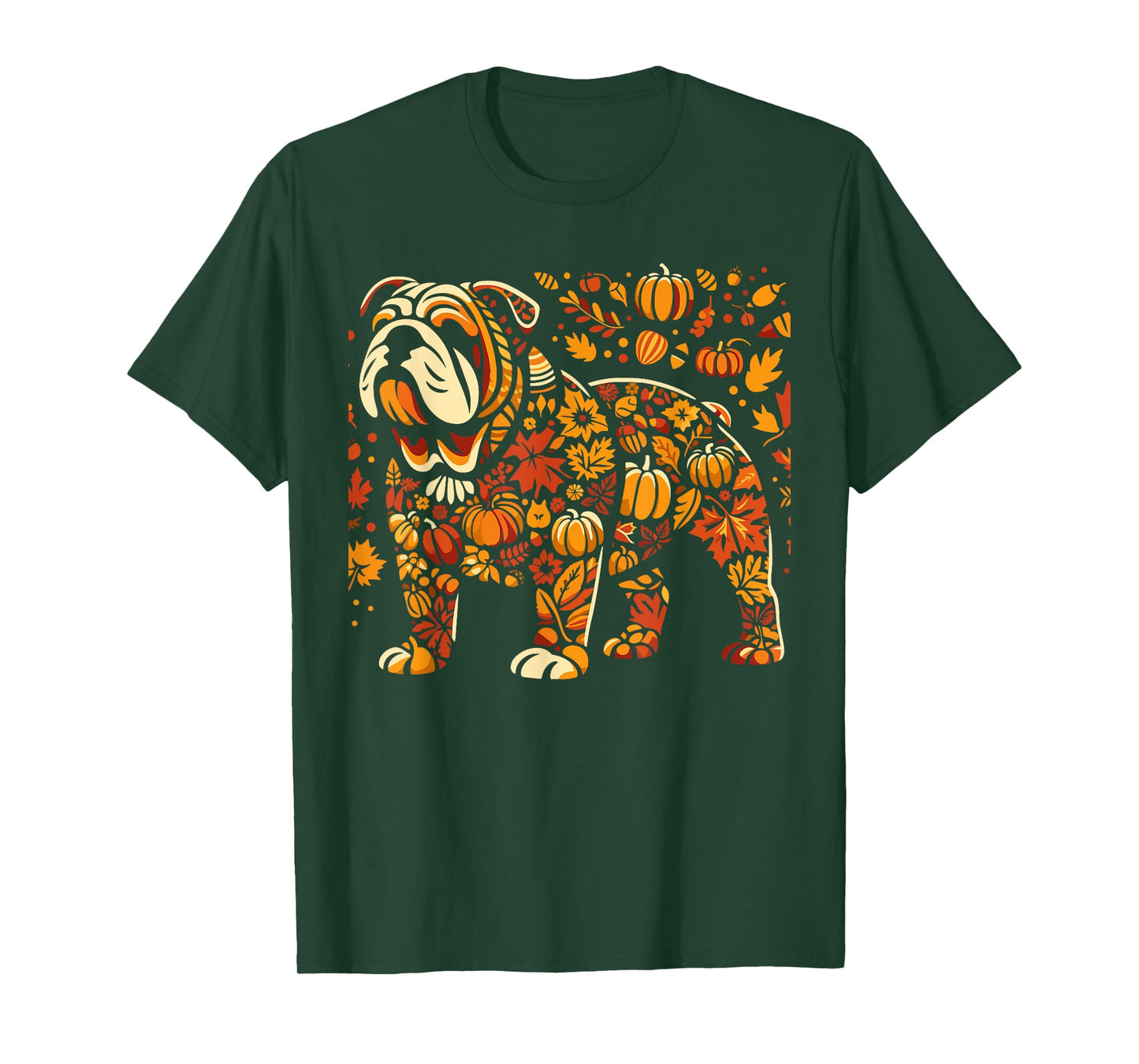 Autumn Pumpkin Fall English Bulldog Thanksgiving Womens Mens T-Shirt
