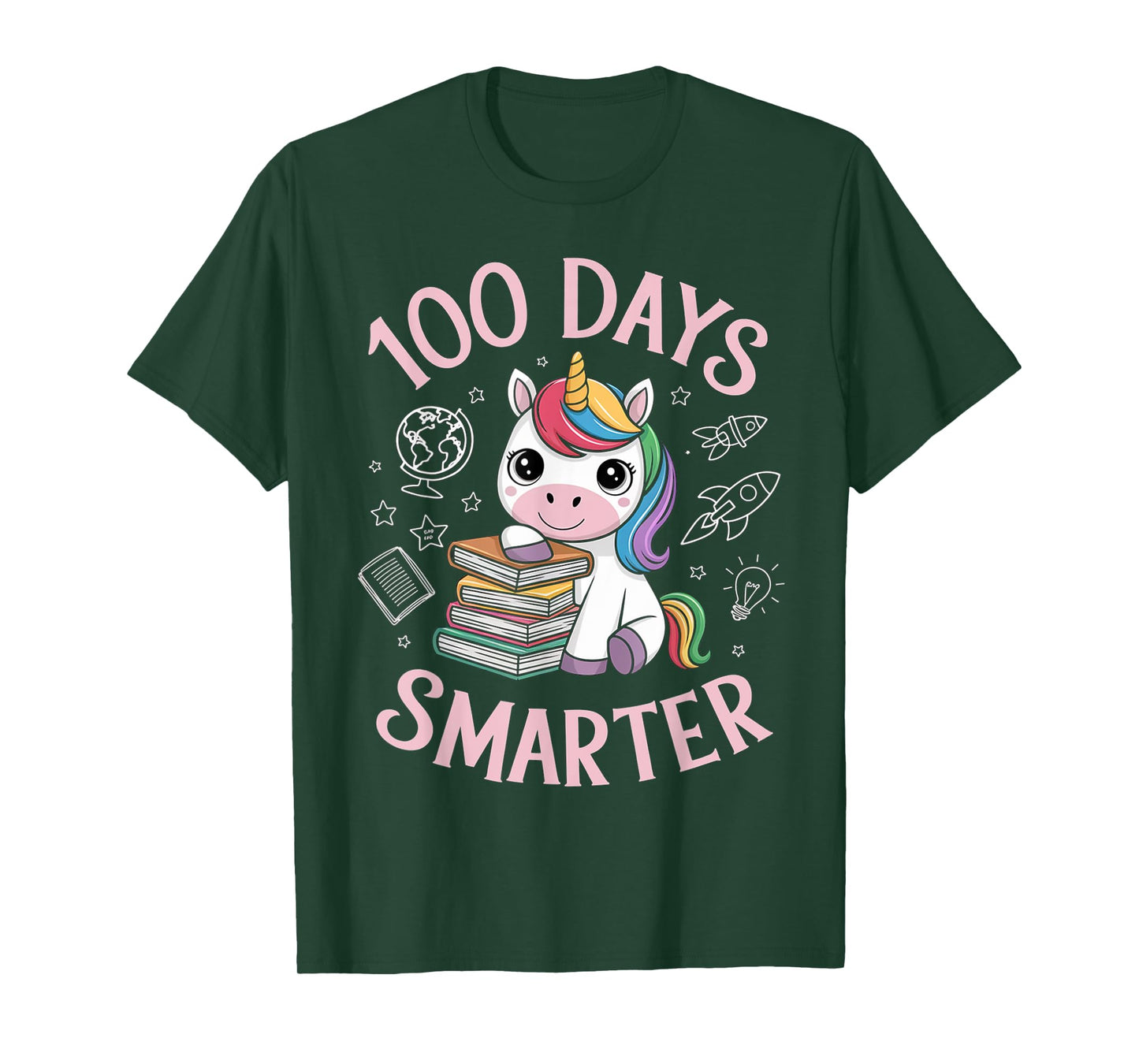 100 Days Smarter Happy 100th Day Of School Unicron Girls T-Shirt