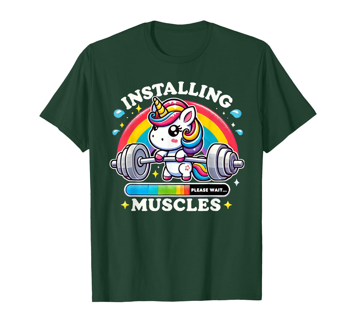 Installing Muscles Unicorn Workout Motivation Funny Gym T-Shirt