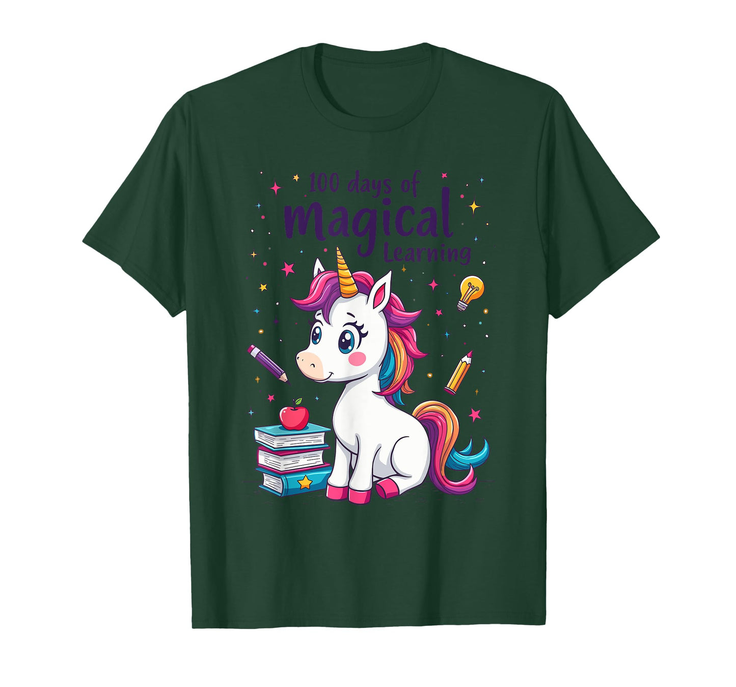 100th Day Kindergarten Kids Girls Unicorn 100 Days Of School T-Shirt