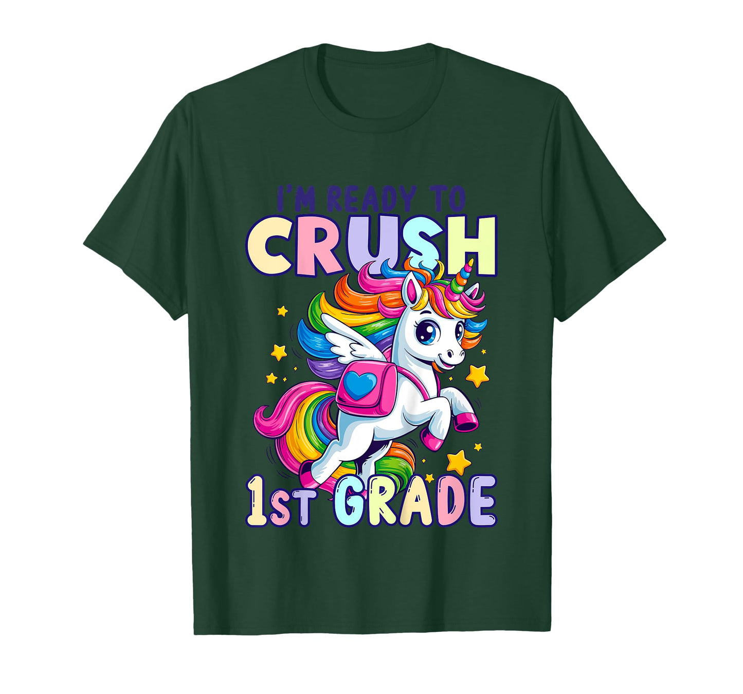 Crush First 1st Grade Unicorn Girls Kids Back To School T-Shirt