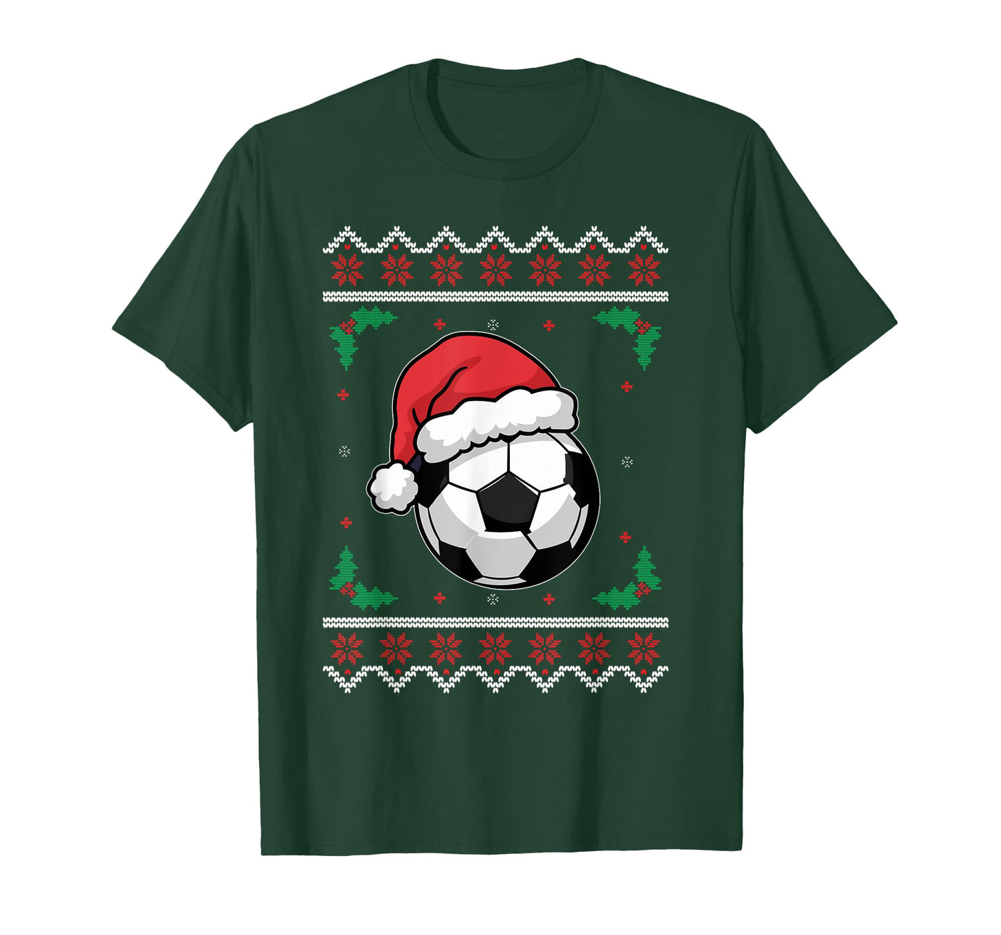 Christmas Santa Football Xmas Ugly Soccer Boys Kid Youth T-Shirt
