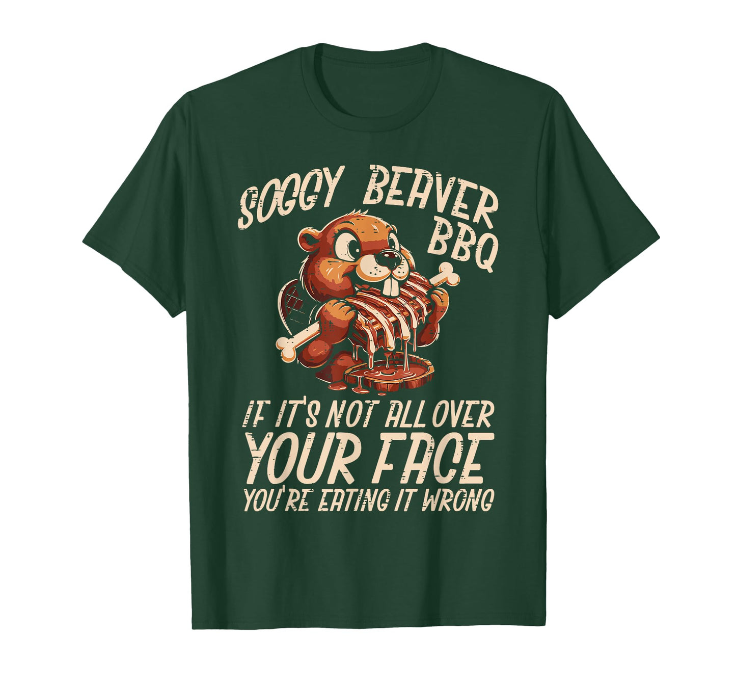 Soggy Beaver Bbq All Over Face Funny Barbecue Joke Men Women T-Shirt
