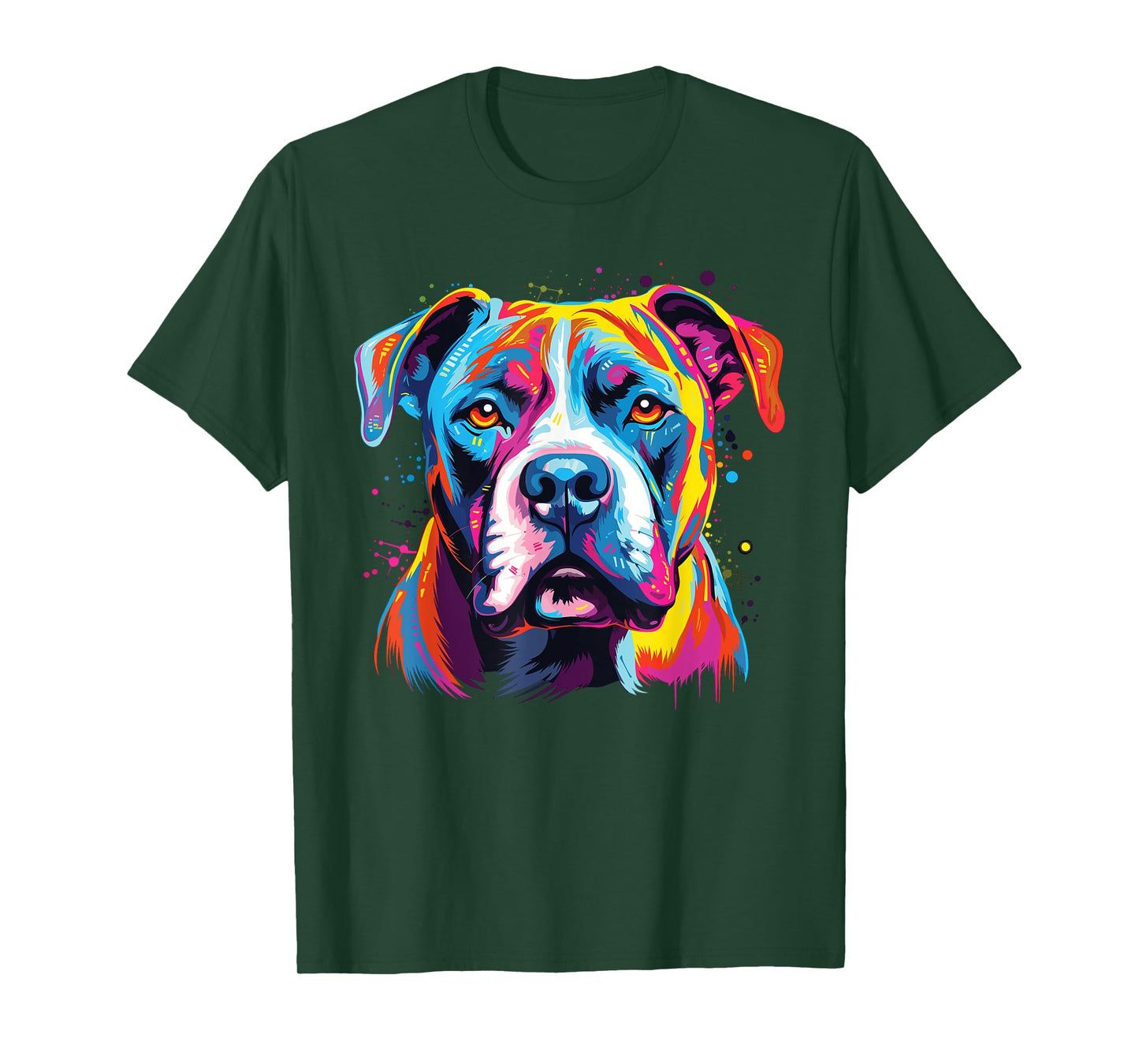 Watercolor Colorful American Bulldog Dog T-Shirt