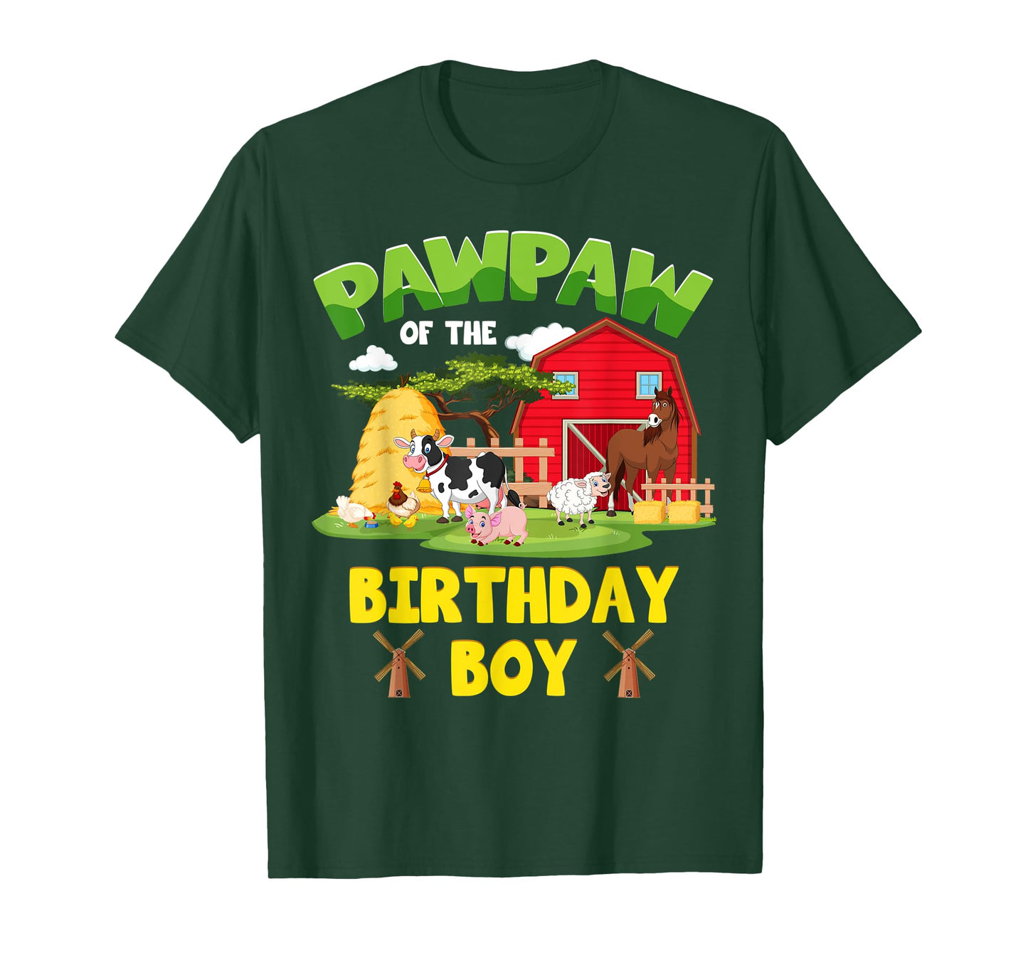 Pawpaw Of The Birthday Boy Farm Animals Barnyard Party T-Shirt