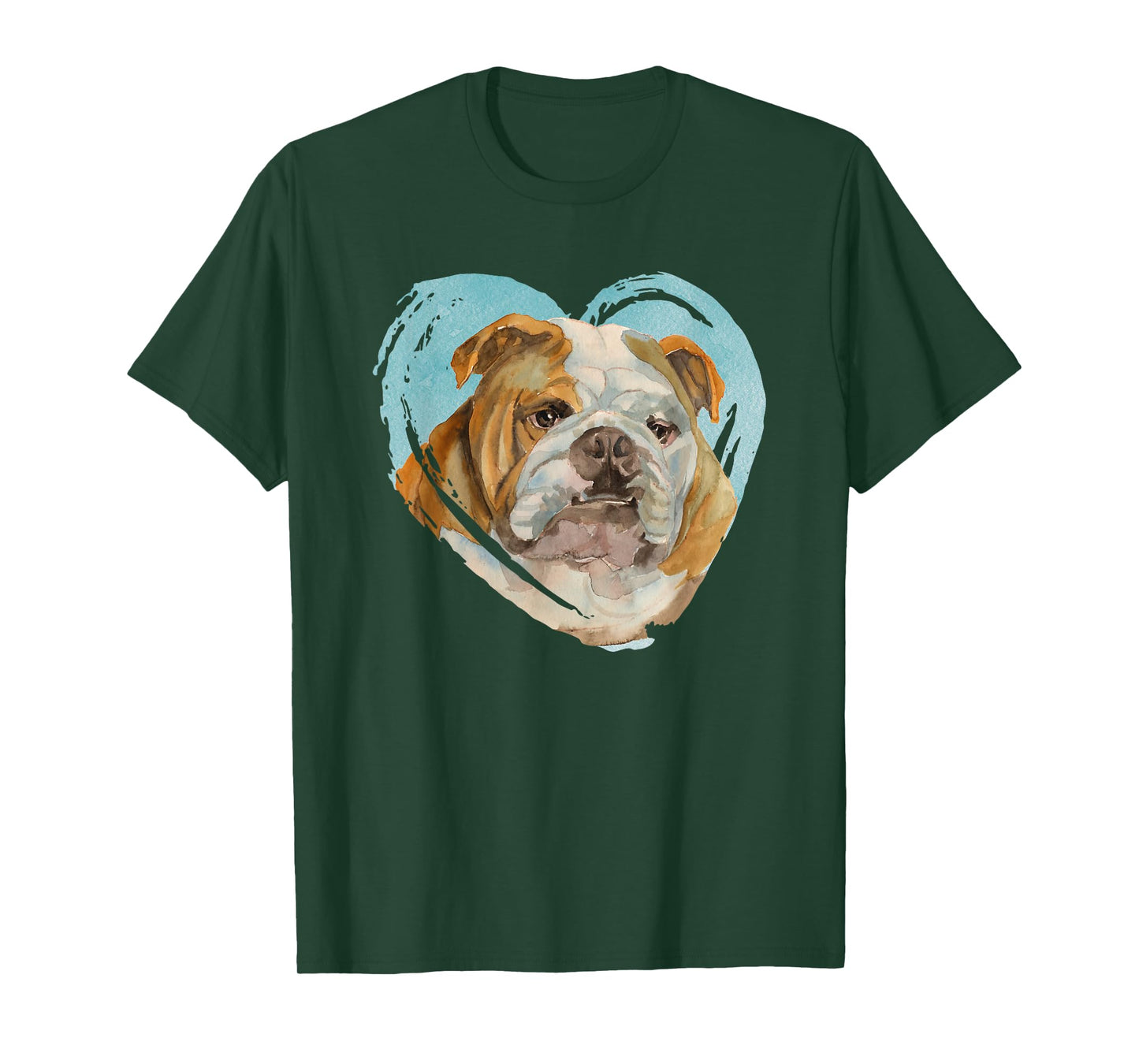 English Bulldog Portrait - Watercolor Dog Graphic Men Women Girls Kids T-Shirt