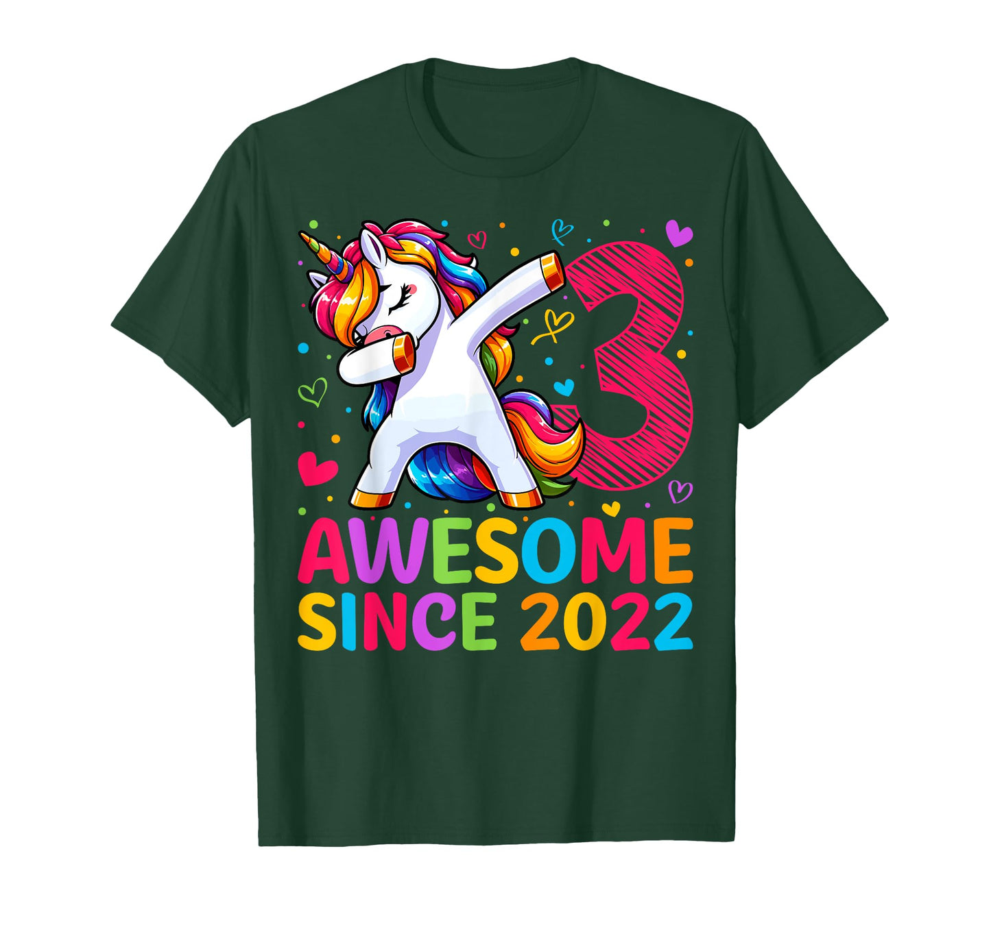 3 Year Old Unicorn Dabbing 3rd Birthday Girl Party T-Shirt