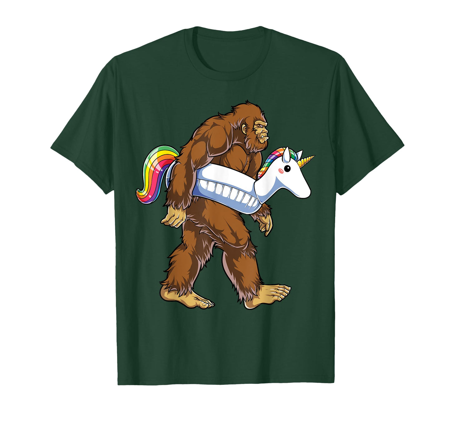 Pool Party Bigfoot Unicorn Float Funny Sasquatch Rainbow T-Shirt