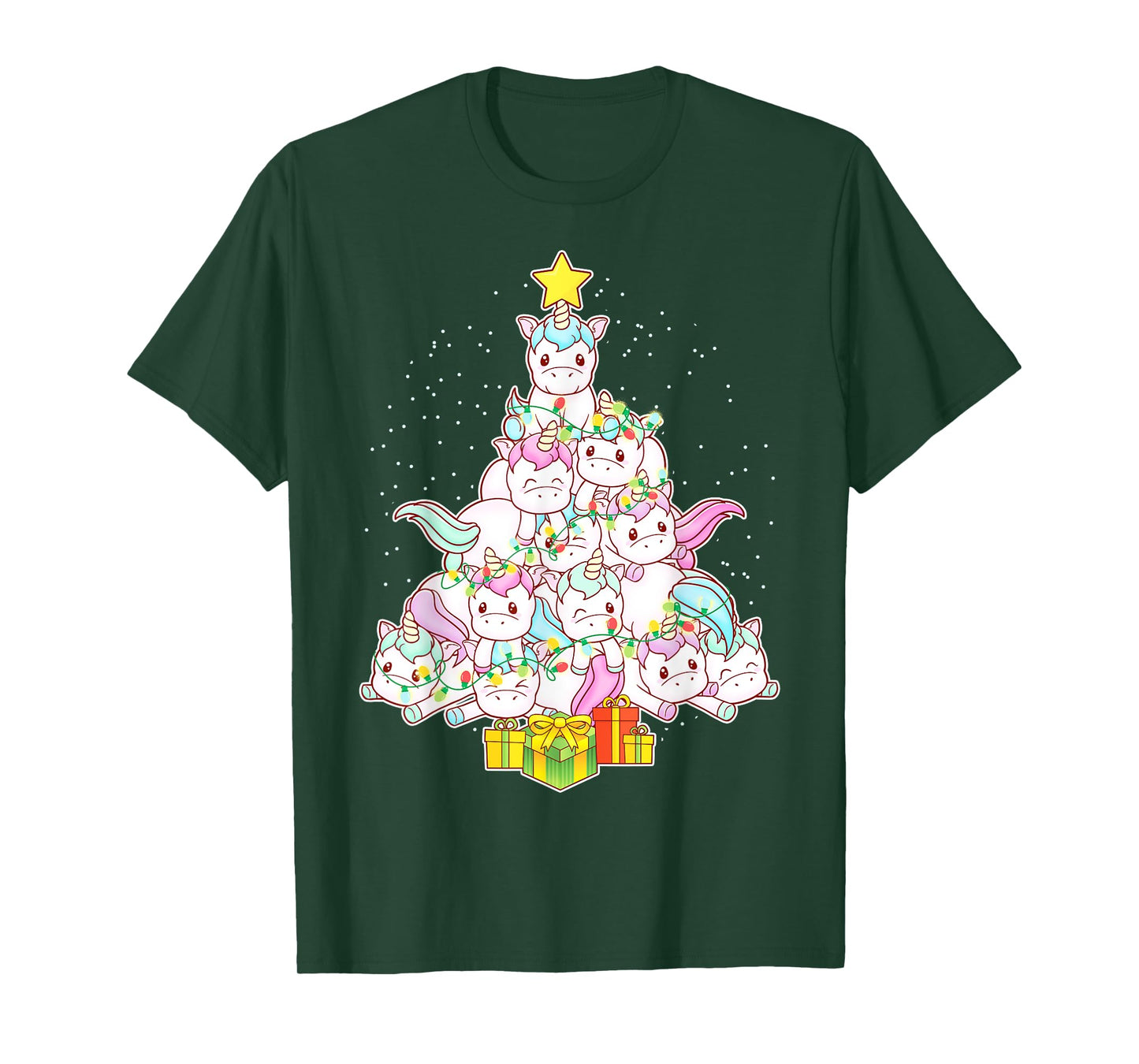 Unicorns Christmas Tree Unicorn Cute Girls Women Mom Kids T-Shirt