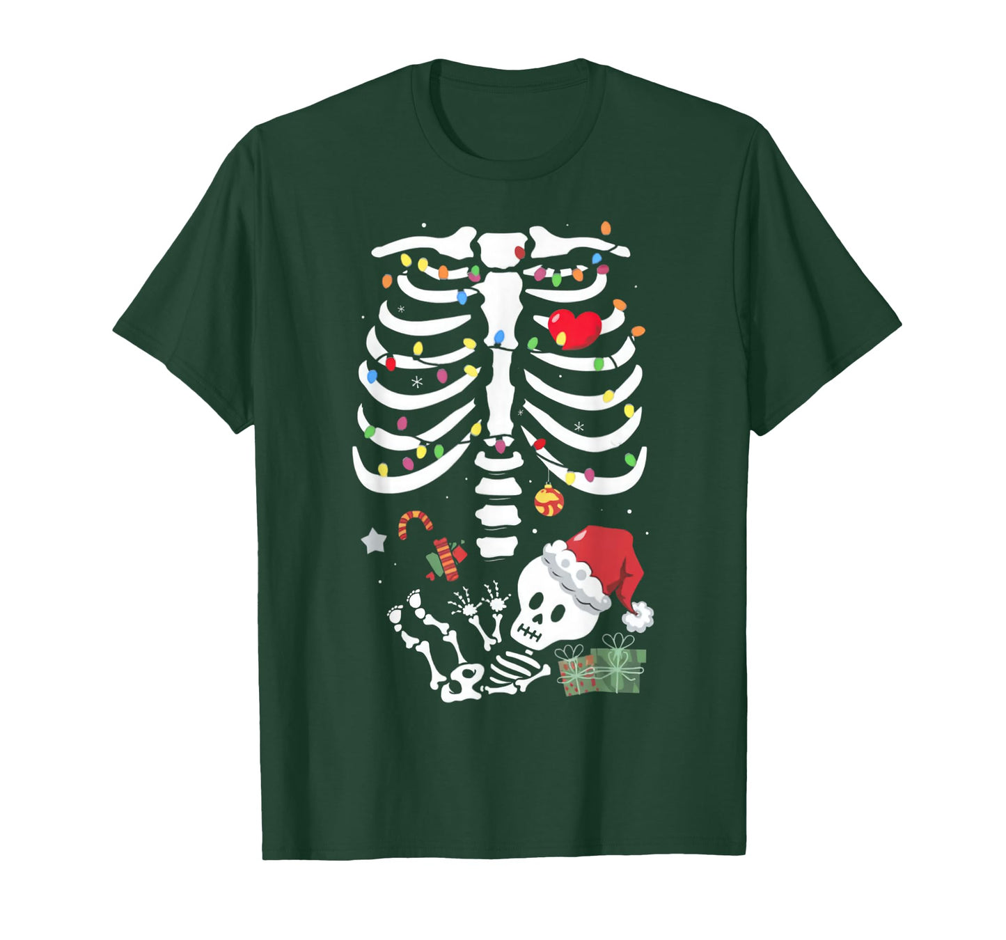 Cute Skeleton Baby Xmas Maternity Mom Pregnancy Christmas T-Shirt