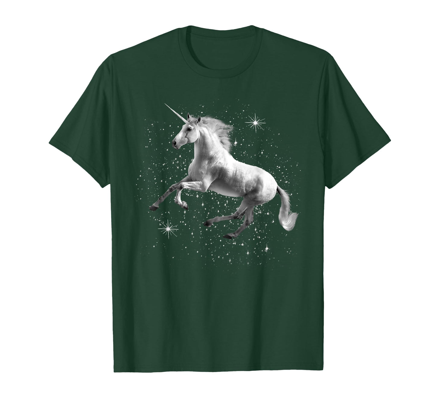 Unicorn Black and White Starry Stars T-Shirt