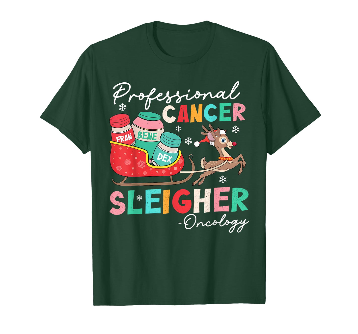 Groovy Professional Cancer Sleigher Oncology Nurse Christmas T-Shirt