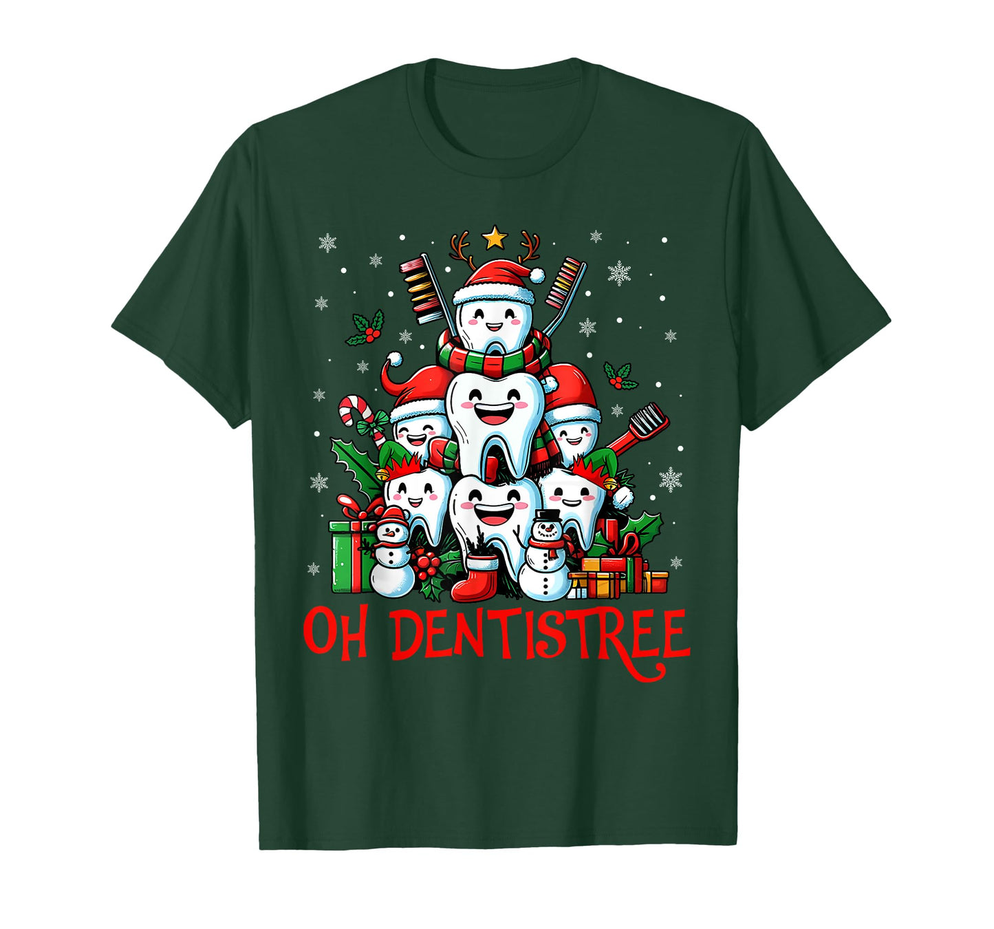 Oh Dentistree Teeth Dentistry Dental Dentist Christmas Tree T-Shirt