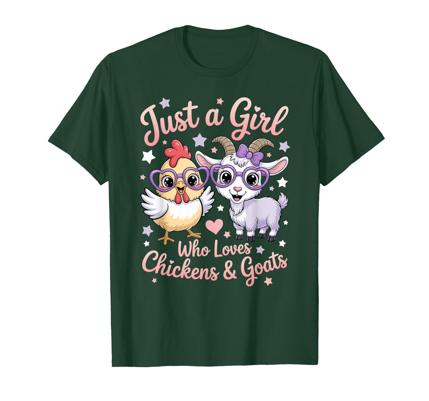 Cute Just A Girl Who Loves Chickens and Goats Farming Farmer T-Shirt