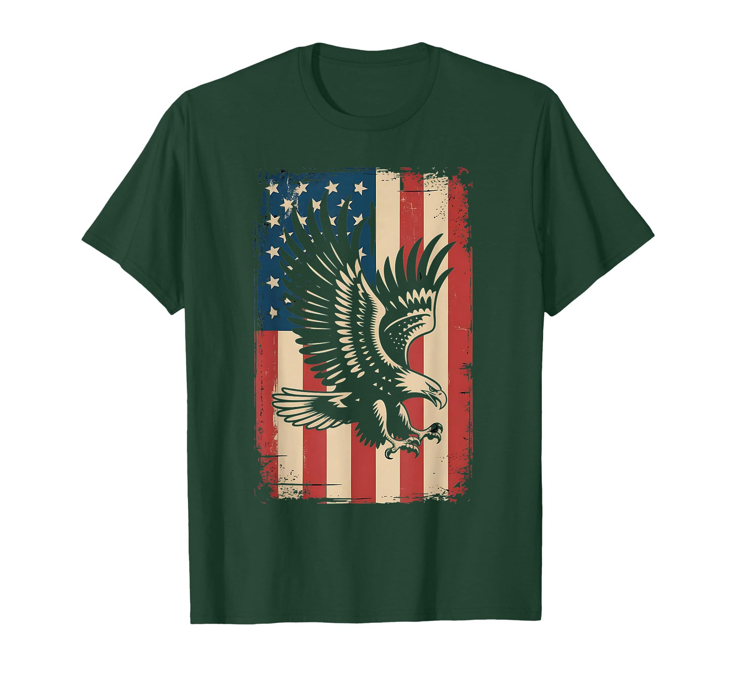 Eagle Bald 4th of July Bird Silhouette Flying Vintage USA T-Shirt