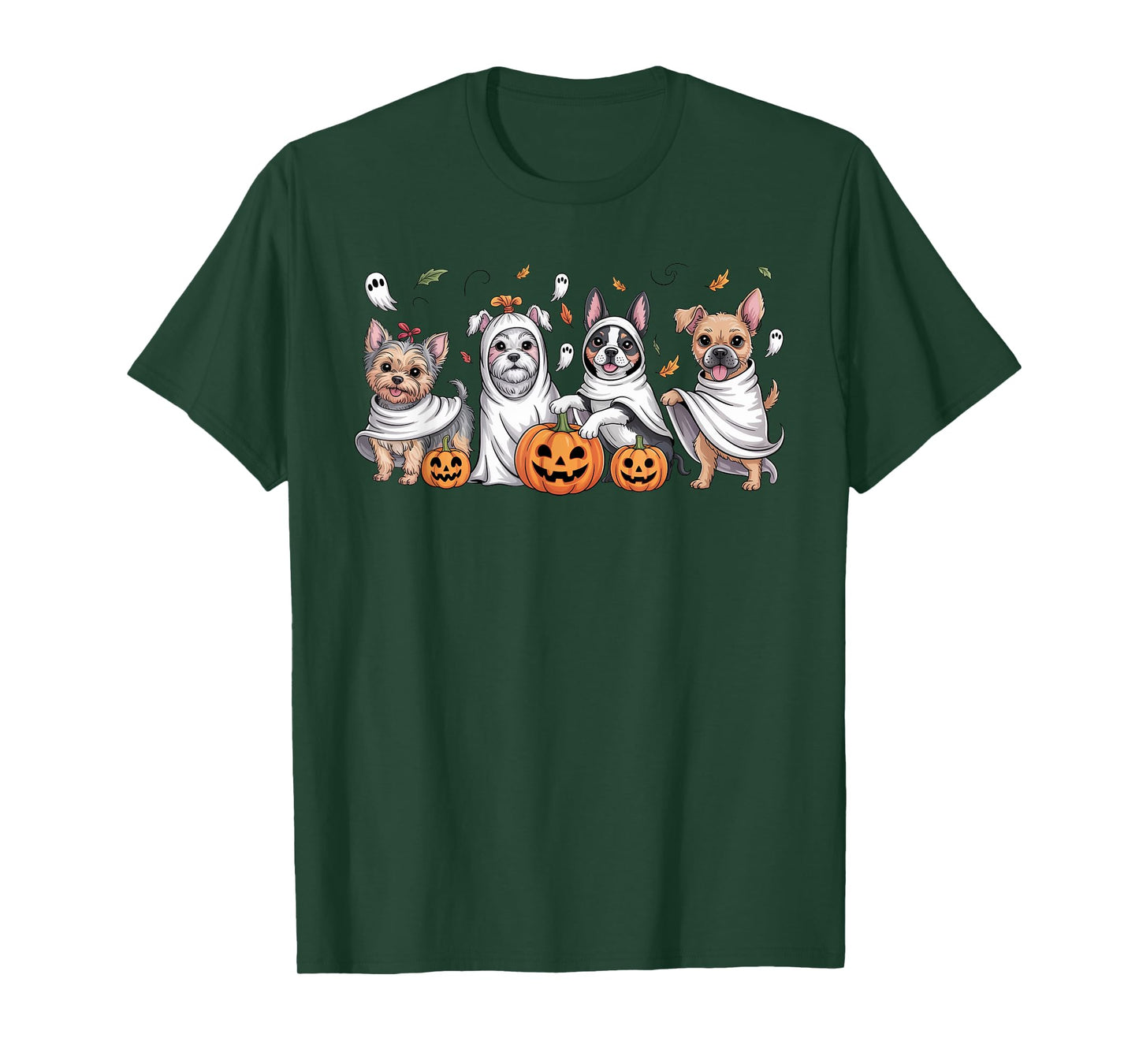 Dogs Ghosts Cute Dogs Dressed As Ghost Funny Halloween Dog T-Shirt