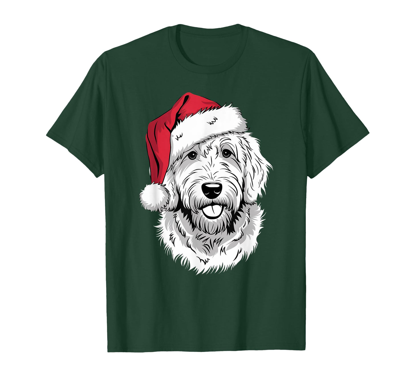 Joyful Doodle Santa Dog on Golden Doodle Christmas T-Shirt for Men Women Kids
