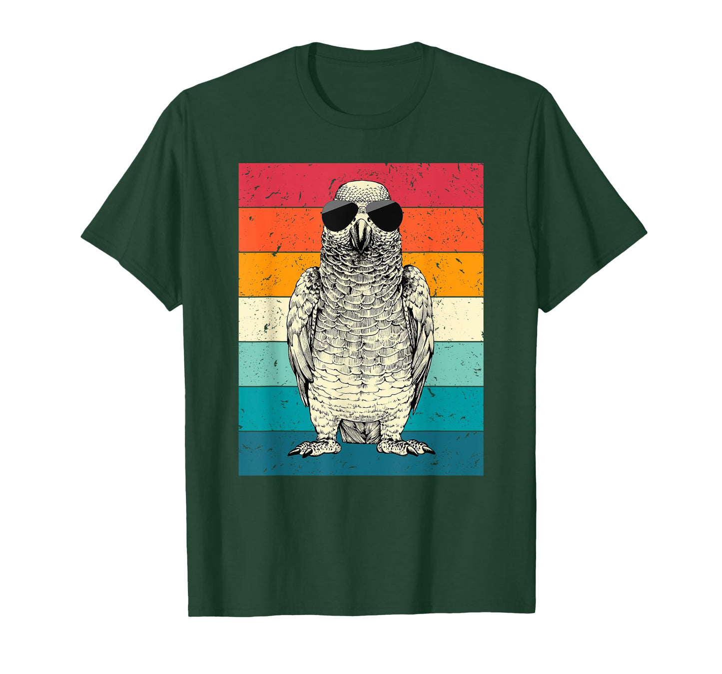 Retro Vintage African Grey Parrot with Sunglasses Bird Lover T-Shirt