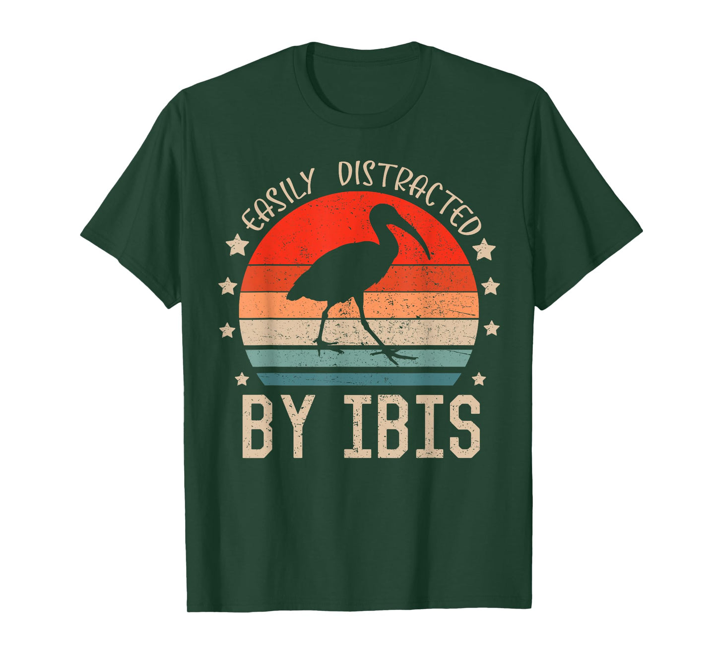Easily Distracted By Ibis Retro Funny Birds Ibis Lover T-Shirt