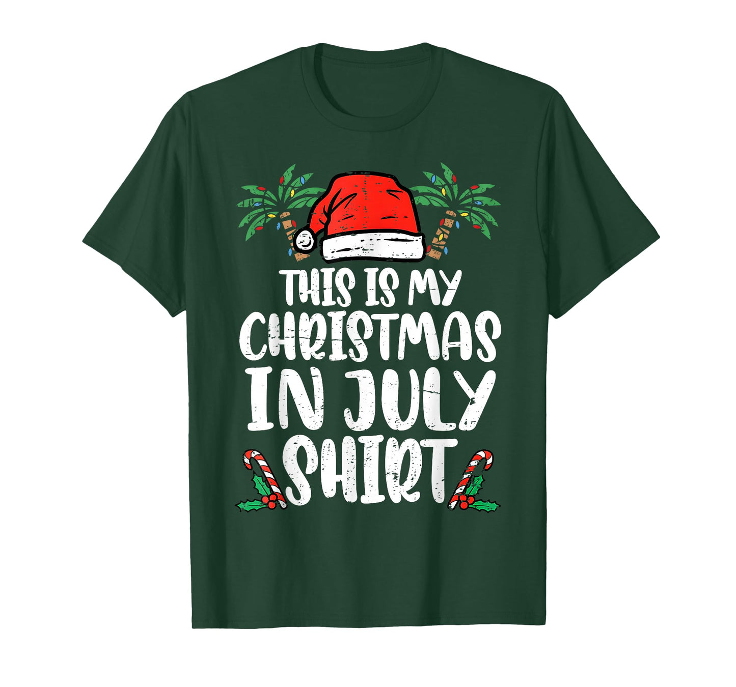 Christmas in July Shirt Santa Hat Summer Beach Vacation Xmas T-Shirt
