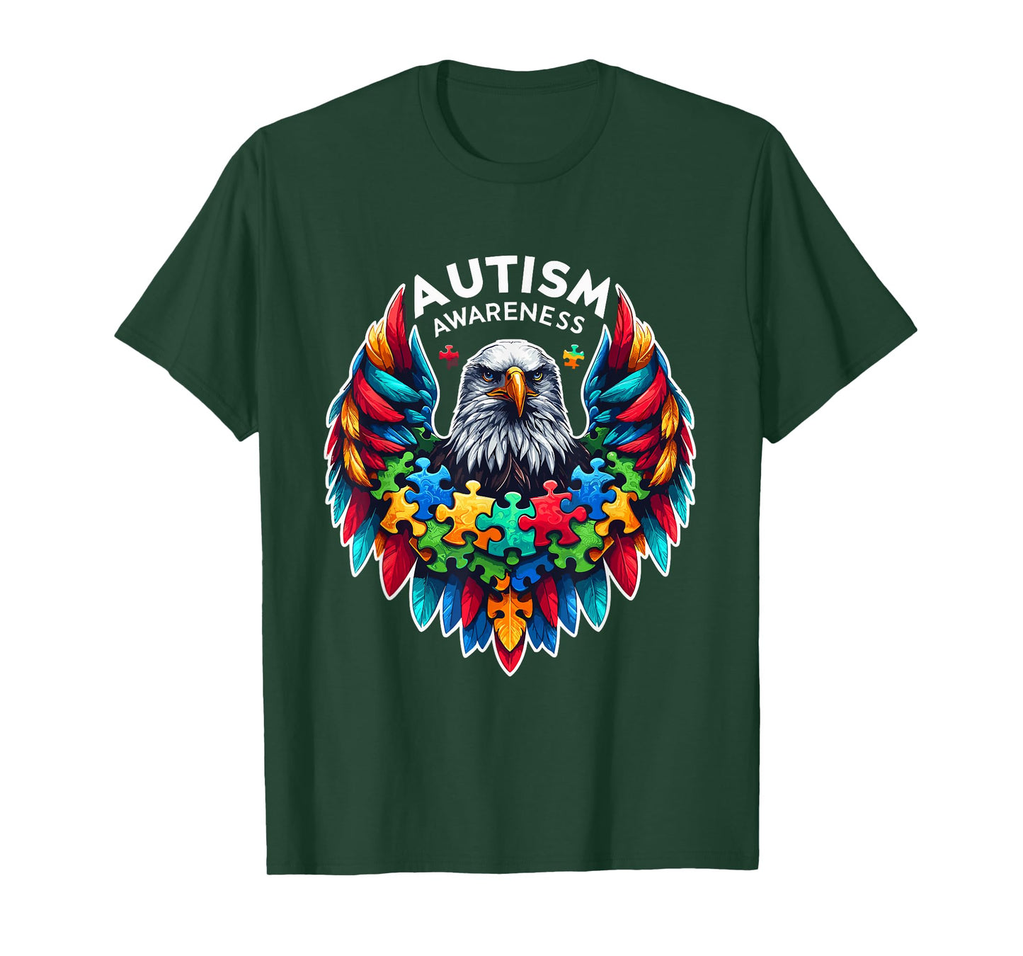 Autism Awareness puzzle pieces eagle T-Shirt