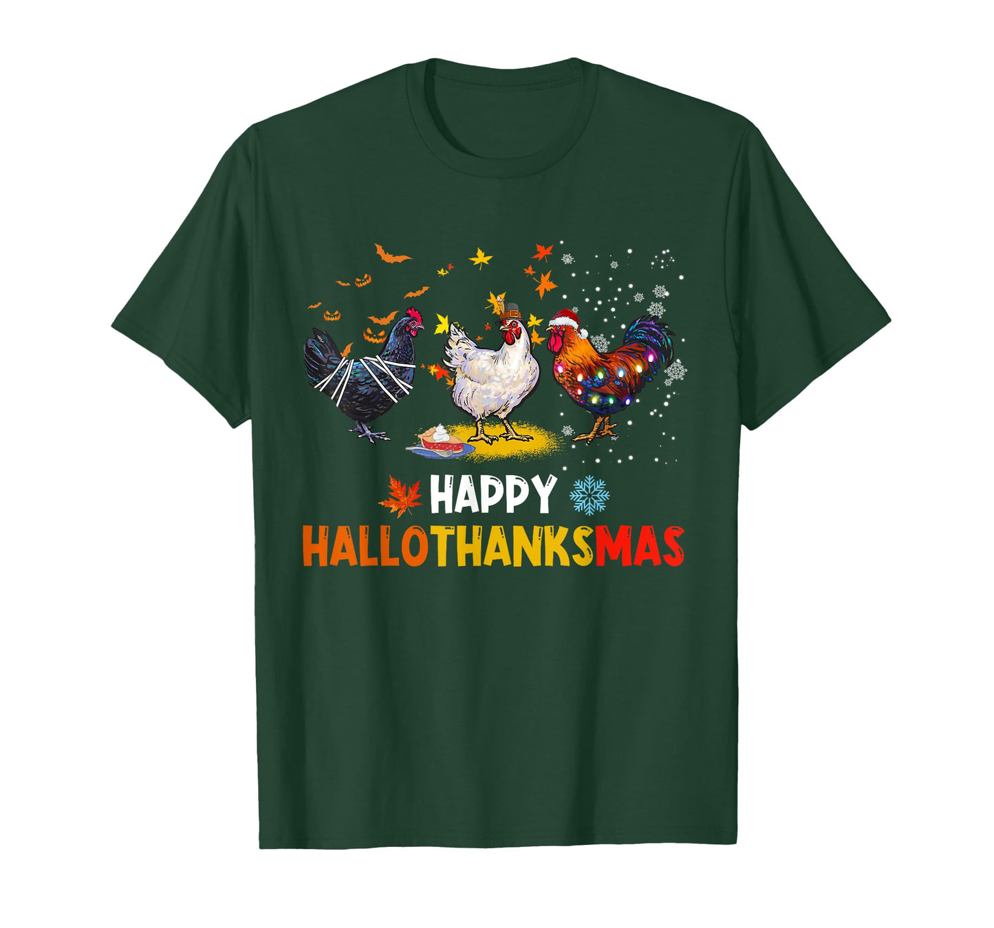 Chicken Halloween Happy Hallothanksmas Autumn Thanksgiving T-Shirt