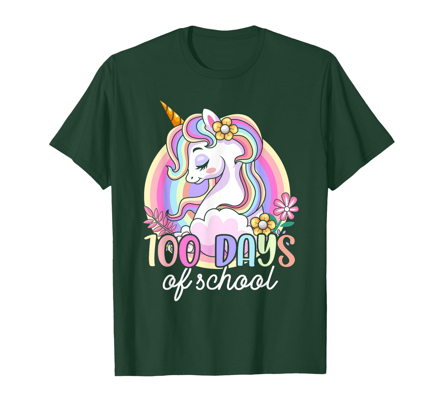 100 Days of School Unicorn Girls Teacher 100th Day of School T-Shirt
