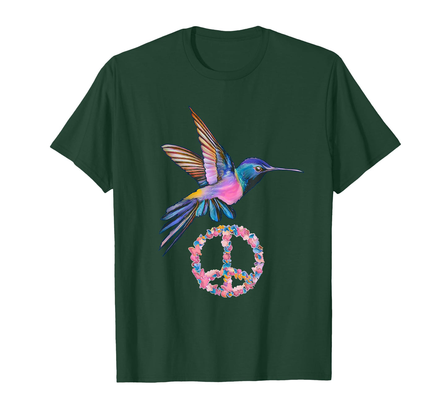HUMMINGBIRD PEACE BIRD FLOWER POWER Hippie Tee gift women T-Shirt