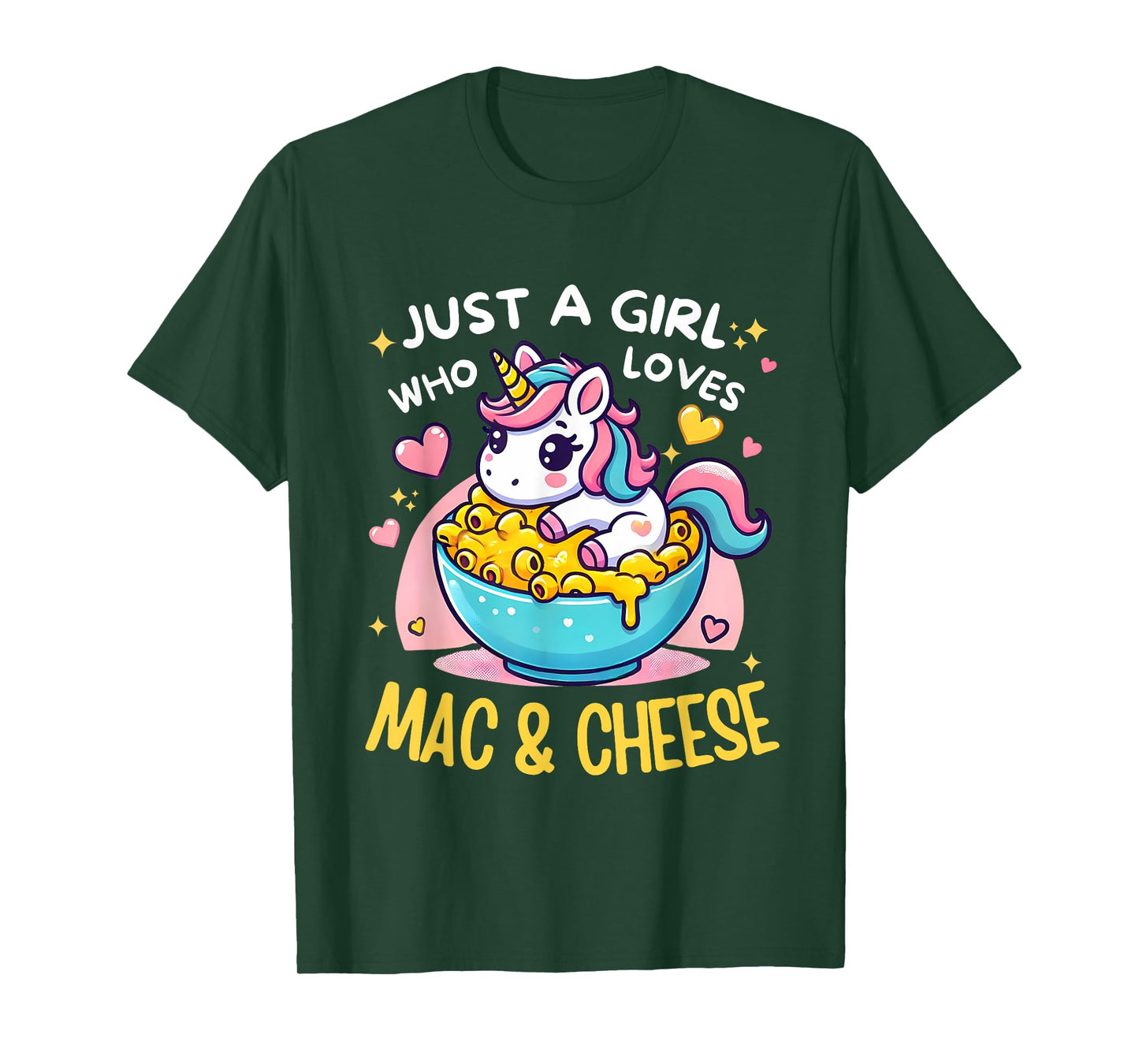 Just a Girl Who Loves Mac and Cheese Cute Unicorn Pasta T-Shirt